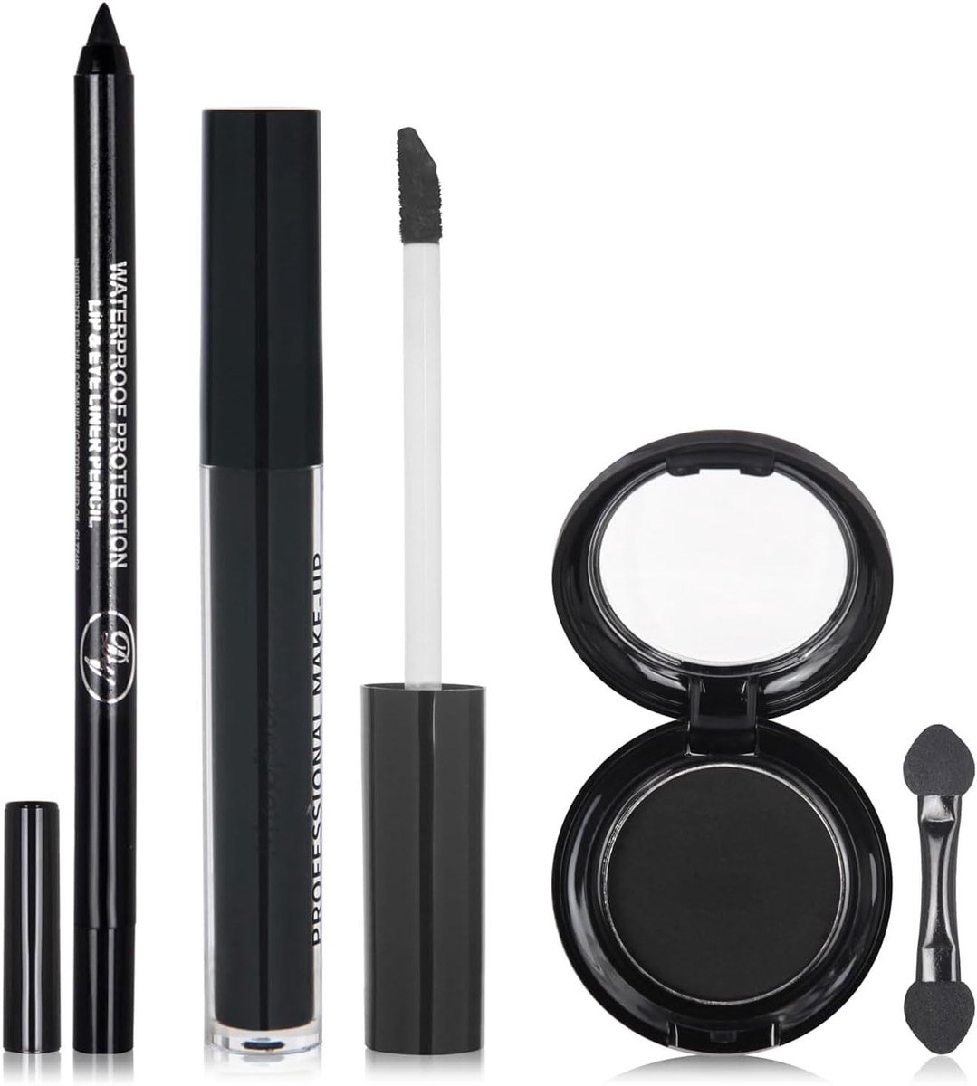 Smokey Eyes Make-up Set met Oogschaduw Palette, Liquid Lipstick, Eyeliner en Lip Liner - Langdurig en Lekvrij met Mini Kwast voor Halloween en Goth Cosplay