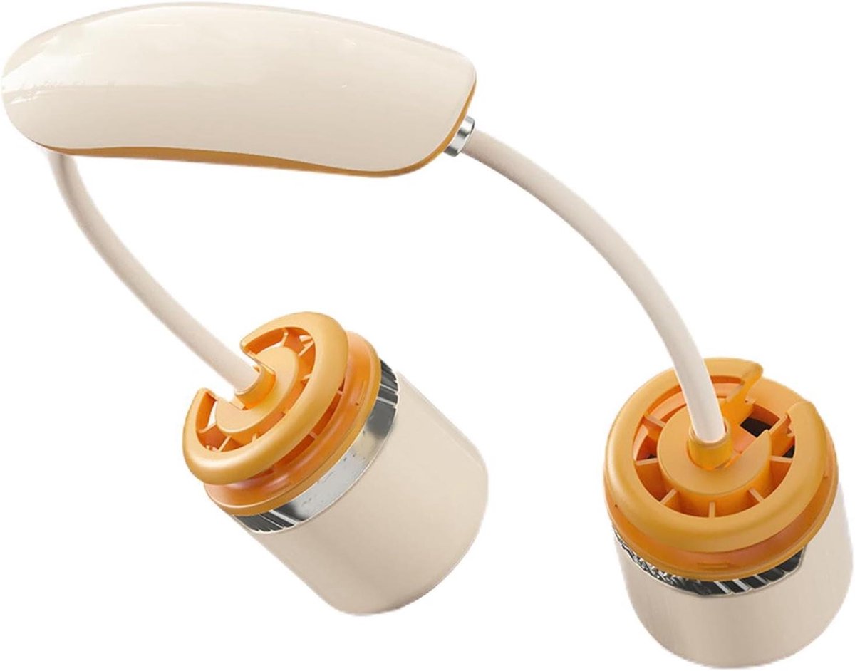 Nekventilator - Draagbare ventilator - Persoonlijke verkoeling - Dubbele turbines - 19.5 cm - Oranje