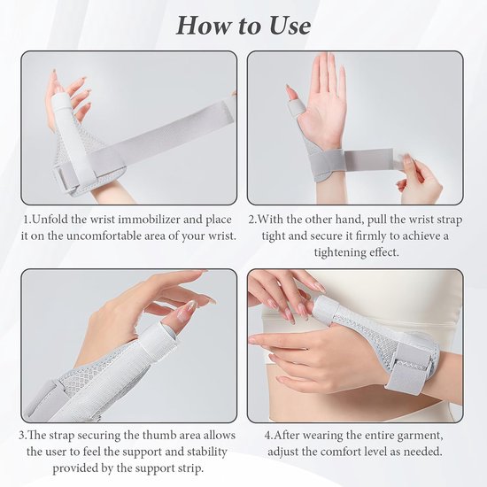 duimbrace met kliksluiting, rizoartrose met aluminium strips, veerstrips voor artritis, peesontsteking en gewrichtsblessures, CMC, voor linker- en rechterhand (grijs) — afbeelding 5