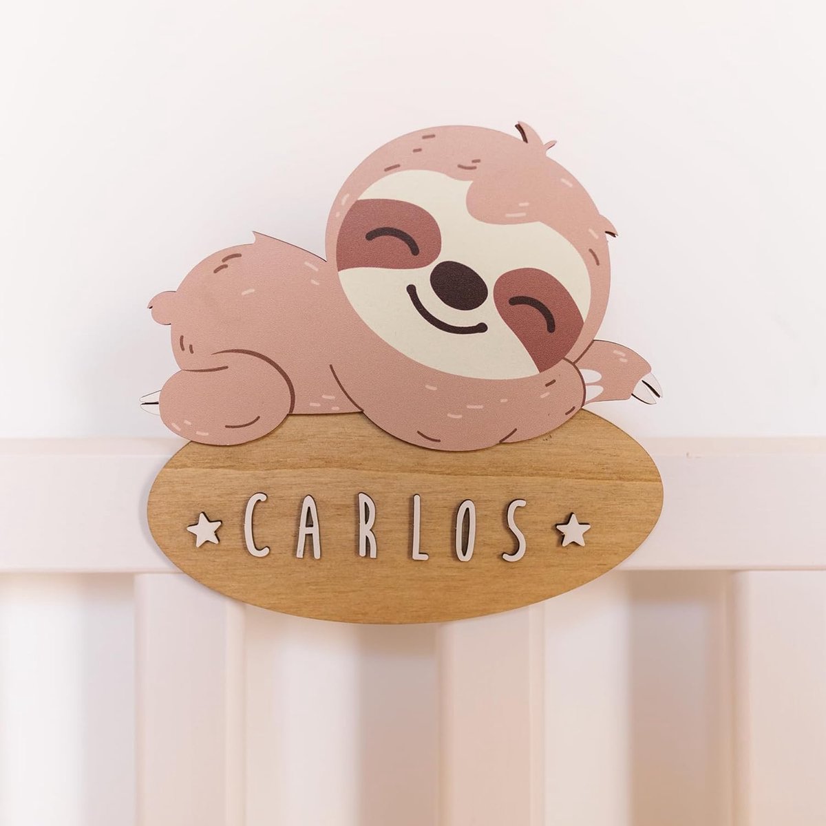 Vintiun Deurbordje voor kinderkamer, beer, personaliseerbare houten