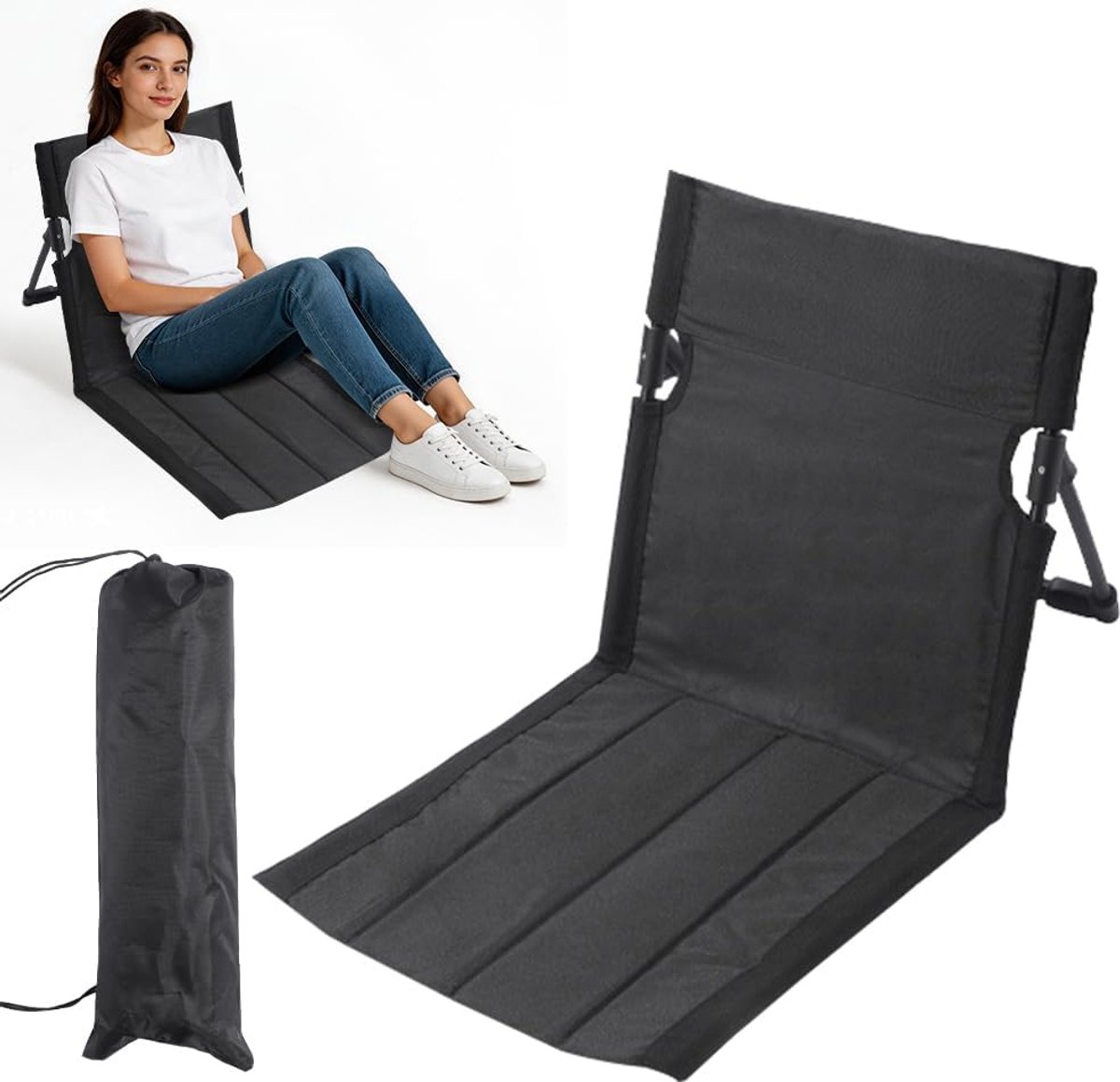 Strandmat met rugleuning, strandstoelkussen, draagbare strandstoel