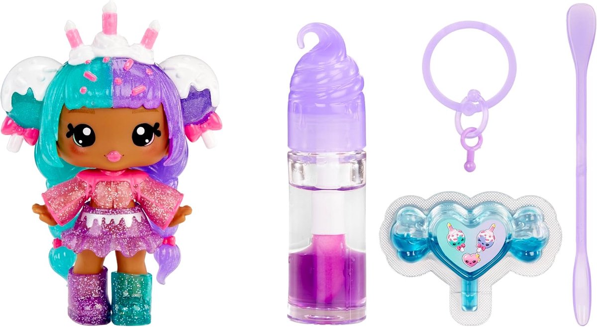Lip Gloss Doll: Mystery Color Change - Carly Cakepop - Inclusief 1 pop, DIY Lip Gloss + Afneembare Sleutelhanger, Cosmetisch Spel, Verzamelbaar, Geschikt voor Kinderen vanaf 4 jaar