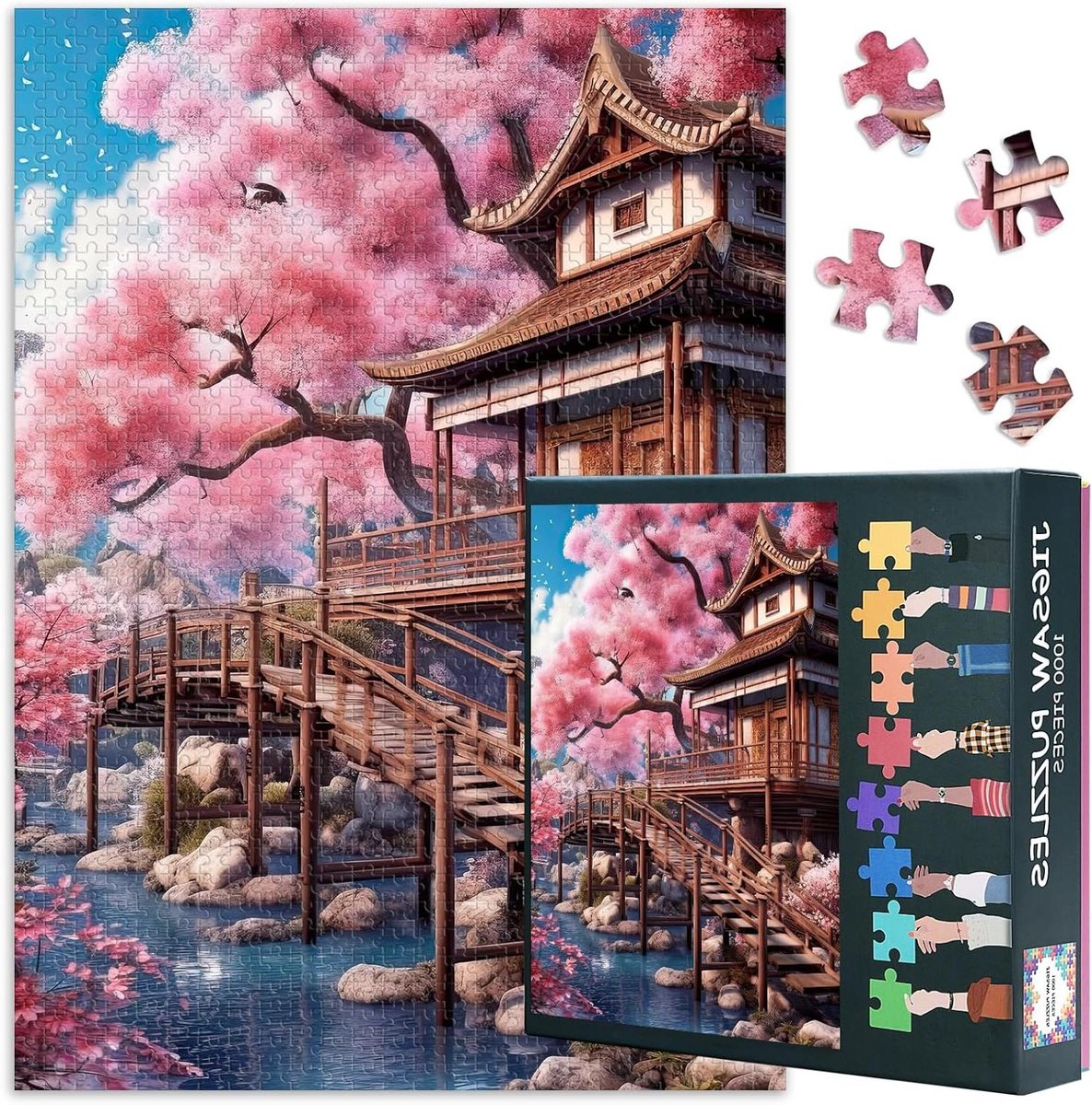 Legpuzzel 1000 stukjes - Puzzel volwassenen - Ontspanning thuis - Gedetailleerd landschap - 70 x 50 cm - Kersenbloesem