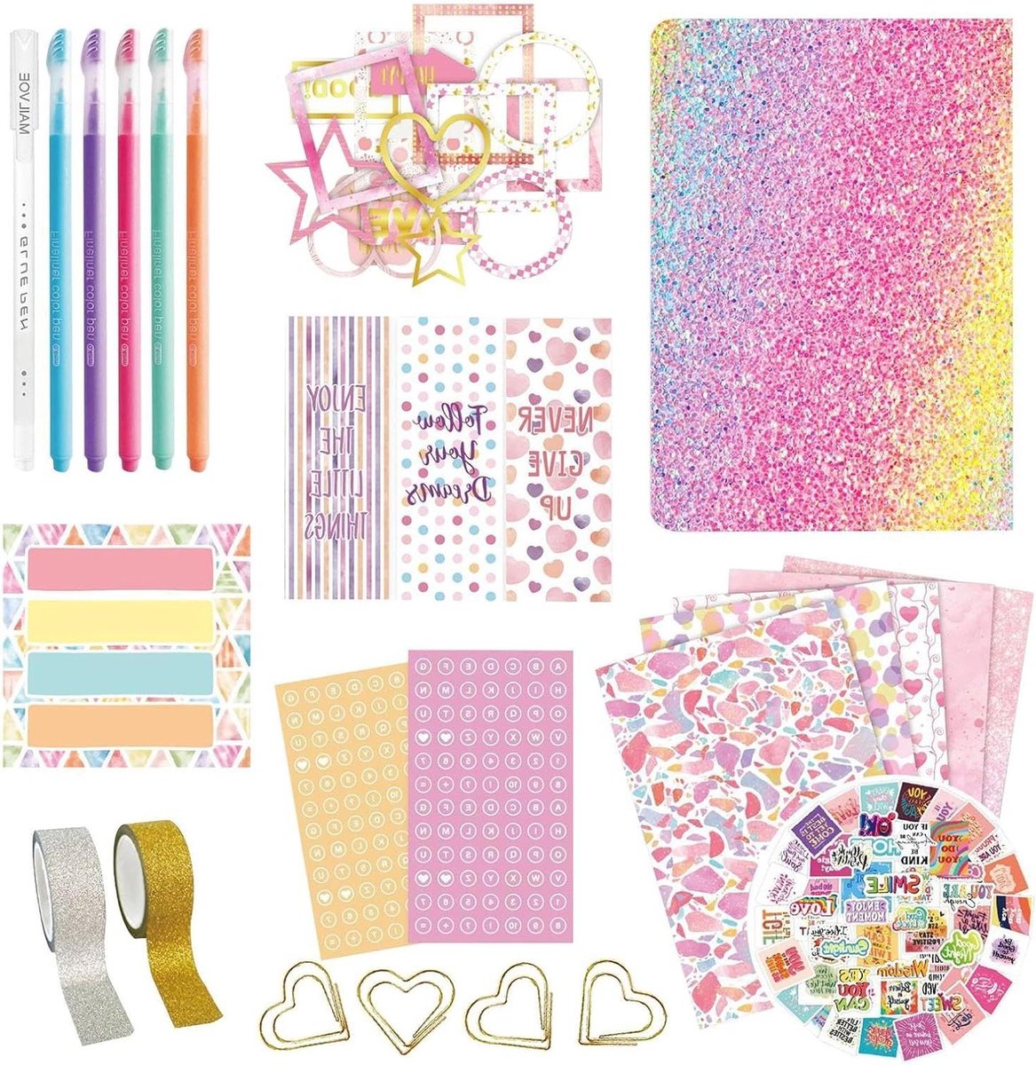 Kinderdagboek Set - Notitieboekjes Schrijven - Creatief Uiten - Hete Reliëf Ontwerp - 1 Kinderdagboekset - Roze