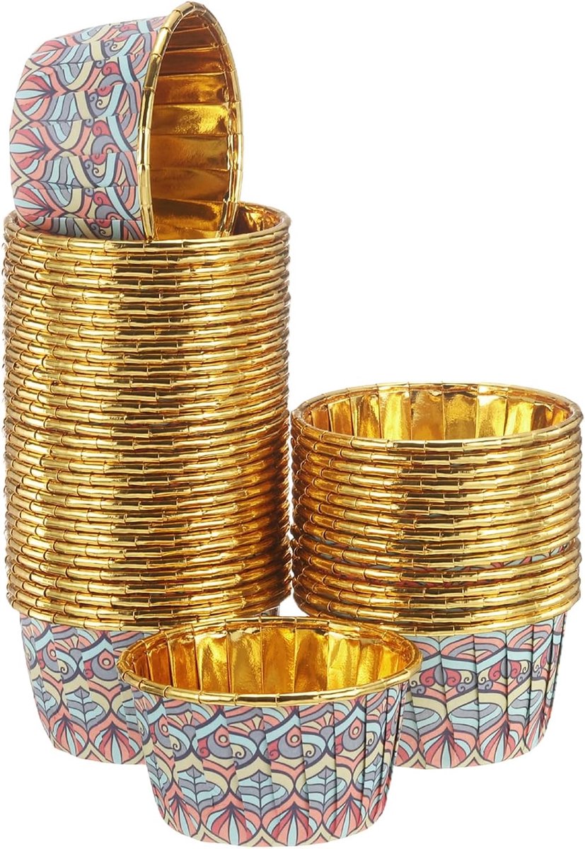 50 stuks 3,5 oz cupcake-vormen goud laminaat Bohemian stijl voor