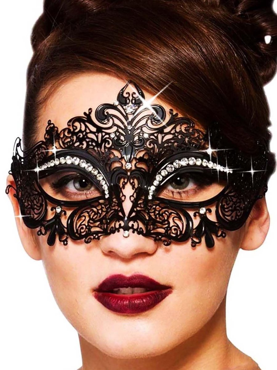 SnelShoppen - IYOU Maskerade Masker voor Dames, Zwart, Venetiaans Masker voor Halloween, Bal, Feest, Nachtclub, Verkleedpartij, 1 Stuk