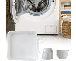 Wasmachine Afvoeropvangbak - Universele Wasmachine Lekbak - Afvoer Trechter voor Wateropvang - Druppelbak voor Pluizenfilter - Herbruikbaar Kunststof - De driedelige set omvat de stromingsgeleider en de moer - wit