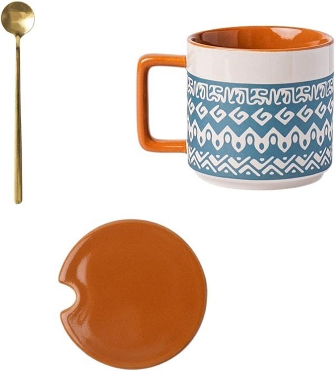 Koffiekopjes 450ML - Grote mokken - Ontbijt en drankjes - Antieke berijpte afwerking - 450ML - Blauw