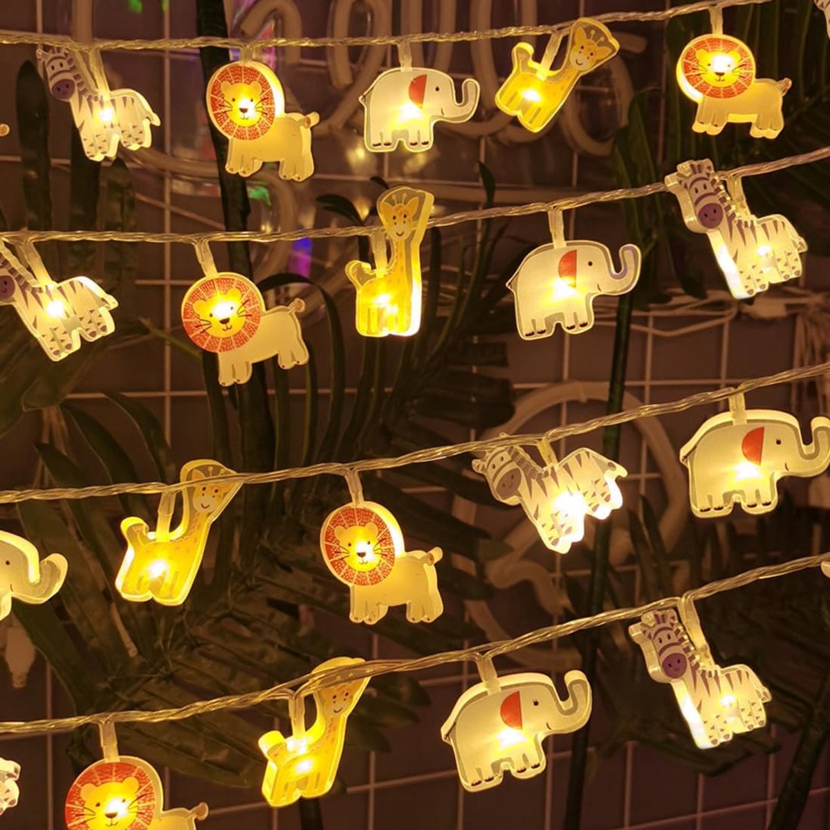 Dierenlichtsnoer 2m, 12 leds, kinderkamer, kinderwagen, tentverlichting, feeënverlichting, bed, slaapkamer, bruiloft - ShopVlot