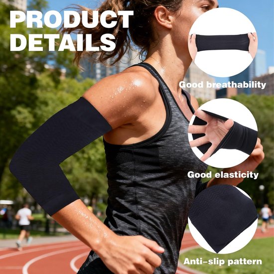 4 paar elastische compressiemouwen voor armen, afslankende mouwen, elastische compressiemouwen, elastische manchetten voor gewichtsverlies, voor sport en fitness — afbeelding 2