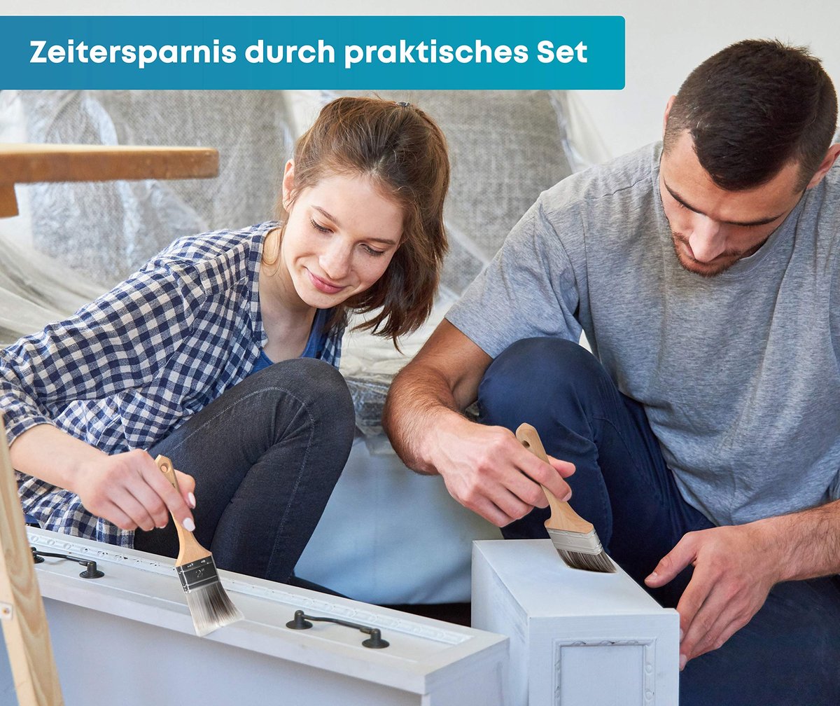 SnelShoppen - Lakkwasten 3-delige set voor professionals, handgemaakte schilderpenselen, perfect voor muurverf en lak, made in Duitsland, geen haarver