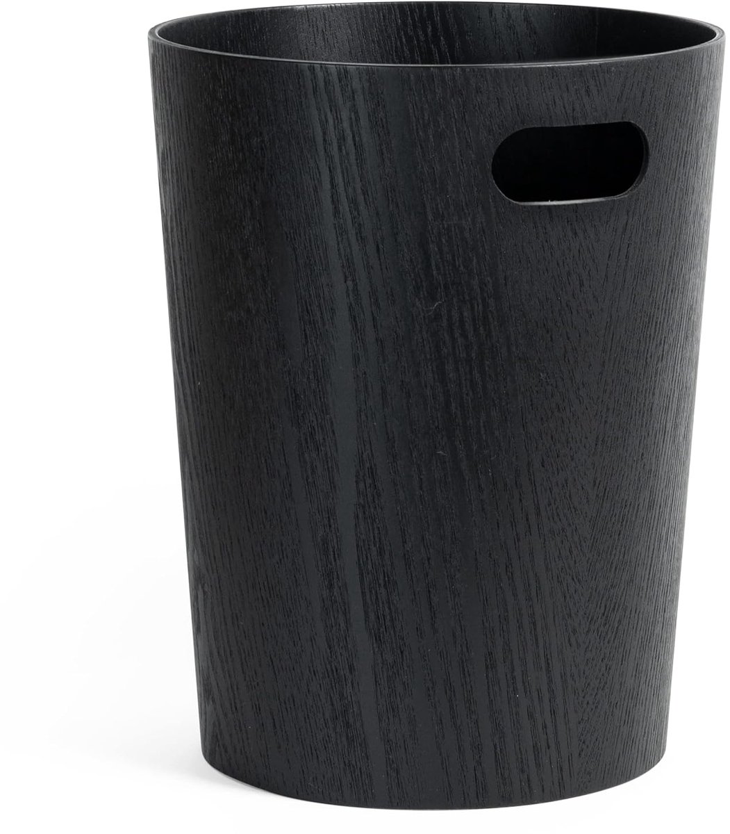 Papieren mand 9 liter - echte houten afvalbak - eiken zwart - modern voor kantoor - ShopVlot