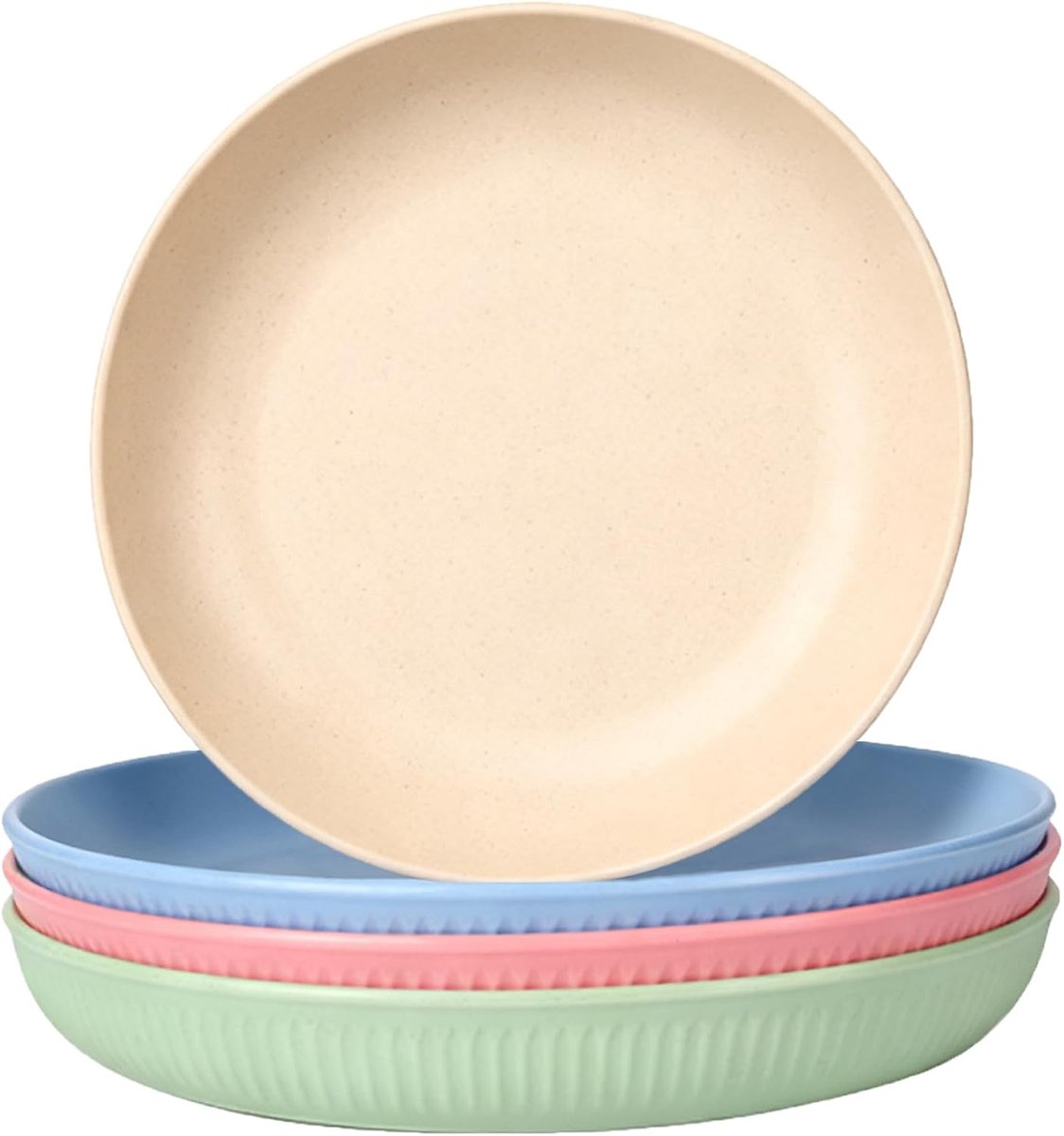 Set van 4 eetborden, 20 cm grote herbruikbare kunststof borden, onbreekbare picknickborden, vaatwasser- en magnetronbestendig, lichte slaborden voor camping/keuken