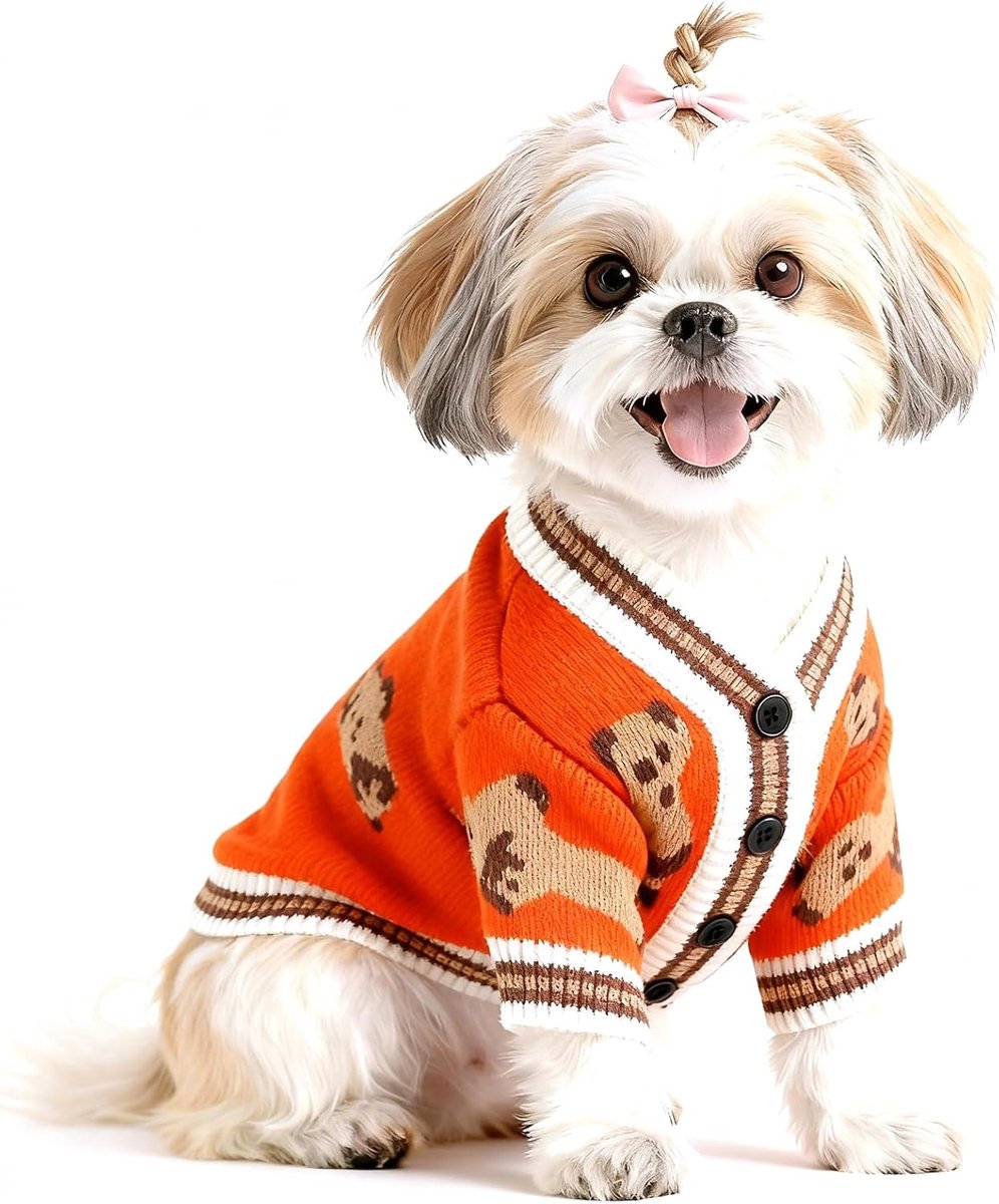 Truien, gebreid hondenkleding, zachte hondentrui, puppykleding outfit kledingjas voor kleine medium puppy kat jongen meisje(Rood,L)