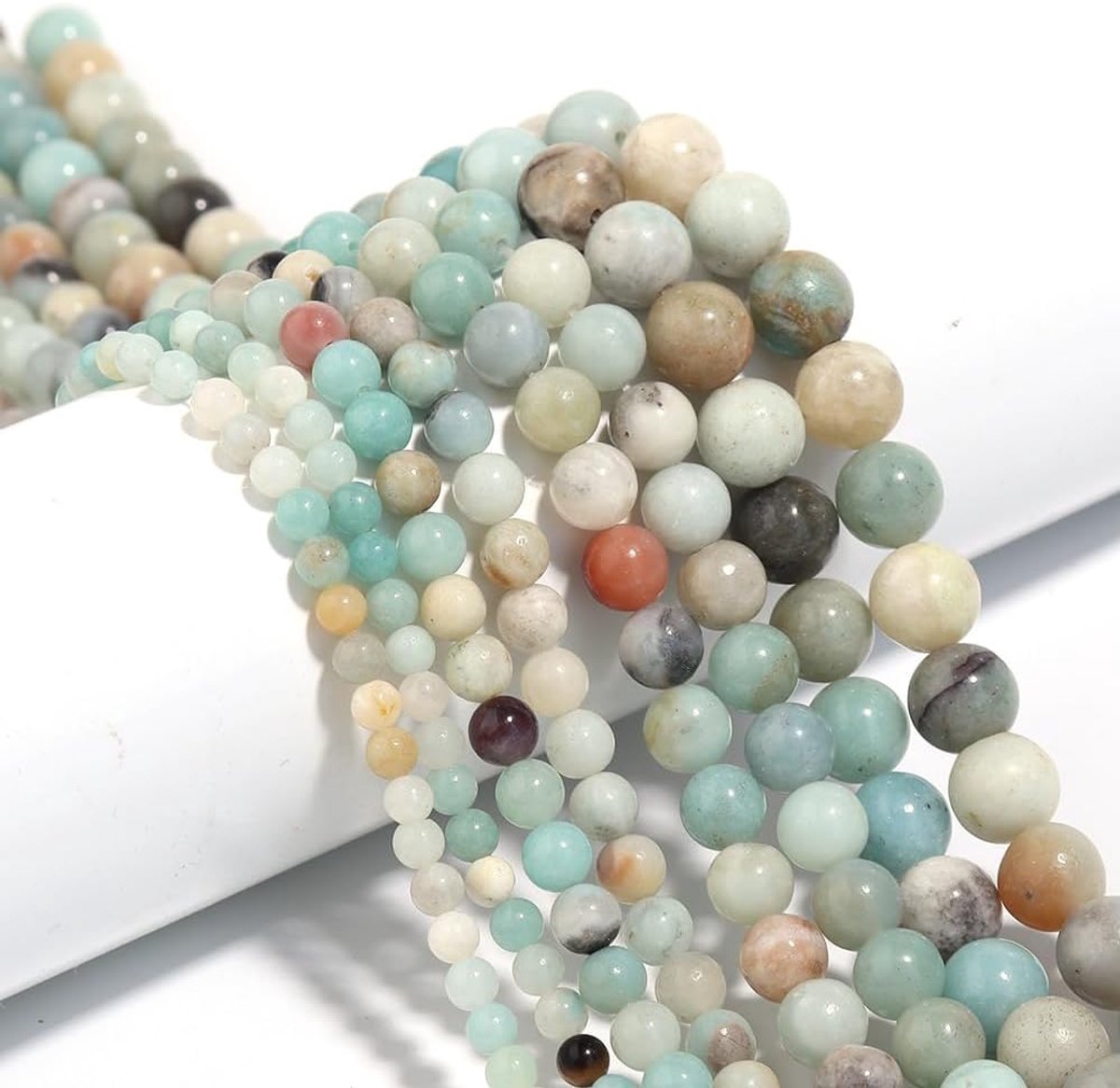 240 stuks natuurlijke amazoniet edelsteenkralen, ronde edelsteenkralen met gat voor het maken van sieraden, knutselen, rijgen, doe-het-zelf armbanden, halskettingen, sieraden maken (amazoniet