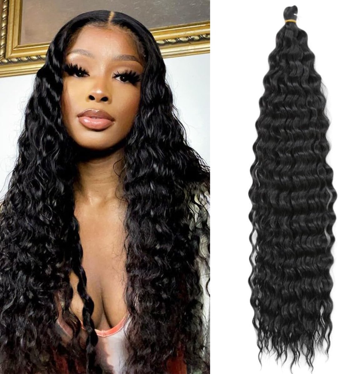 Twist Gehaakt Haar Watergolf Twist Haarbundels Synthetische Krullend Vlechten Haaruitbreiding Ombre Kinky Curl Vlechten Haarstuk, 26 Inch 3 Packs