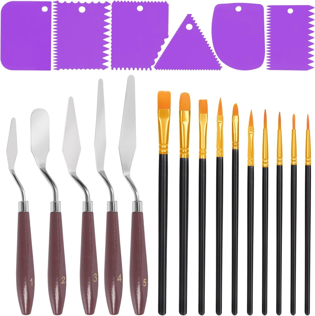 spatel set palet messen en schraper mes schildergereedschap set voor olieverfschilderij gouache (paars)