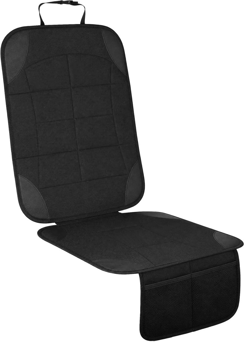 Autostoelbeschermer, antislip zitkussen voor kinderzitjes, ISOFIX-compatibel, zwart, enkele stoelbescherming voor de achterbank (48 x 100 cm)