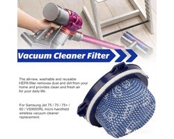 Hepa-filter, compatibel met Jet75, Jet90, Jet70, Jet75, Jet60, VS9000RL, efficiënt ontwerp, wasbare en herbruikbare filteronderdelen, geschikt voor Jet 60, 70, 75, 90