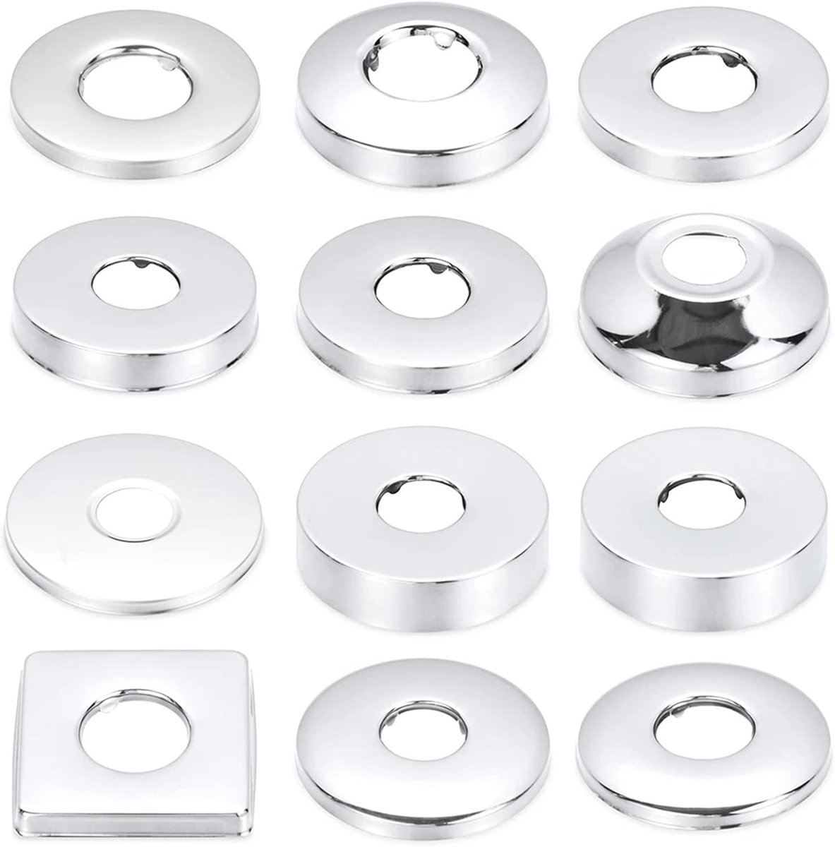4 stuks Ø 21mm (1/2") afdekrozet roestvrij staal, kranenrosette, kranenafdekking, buis afdekking, rosetten voor douchemengkranen, waterkranen, radiatoren (zilver, 63 * 4)
