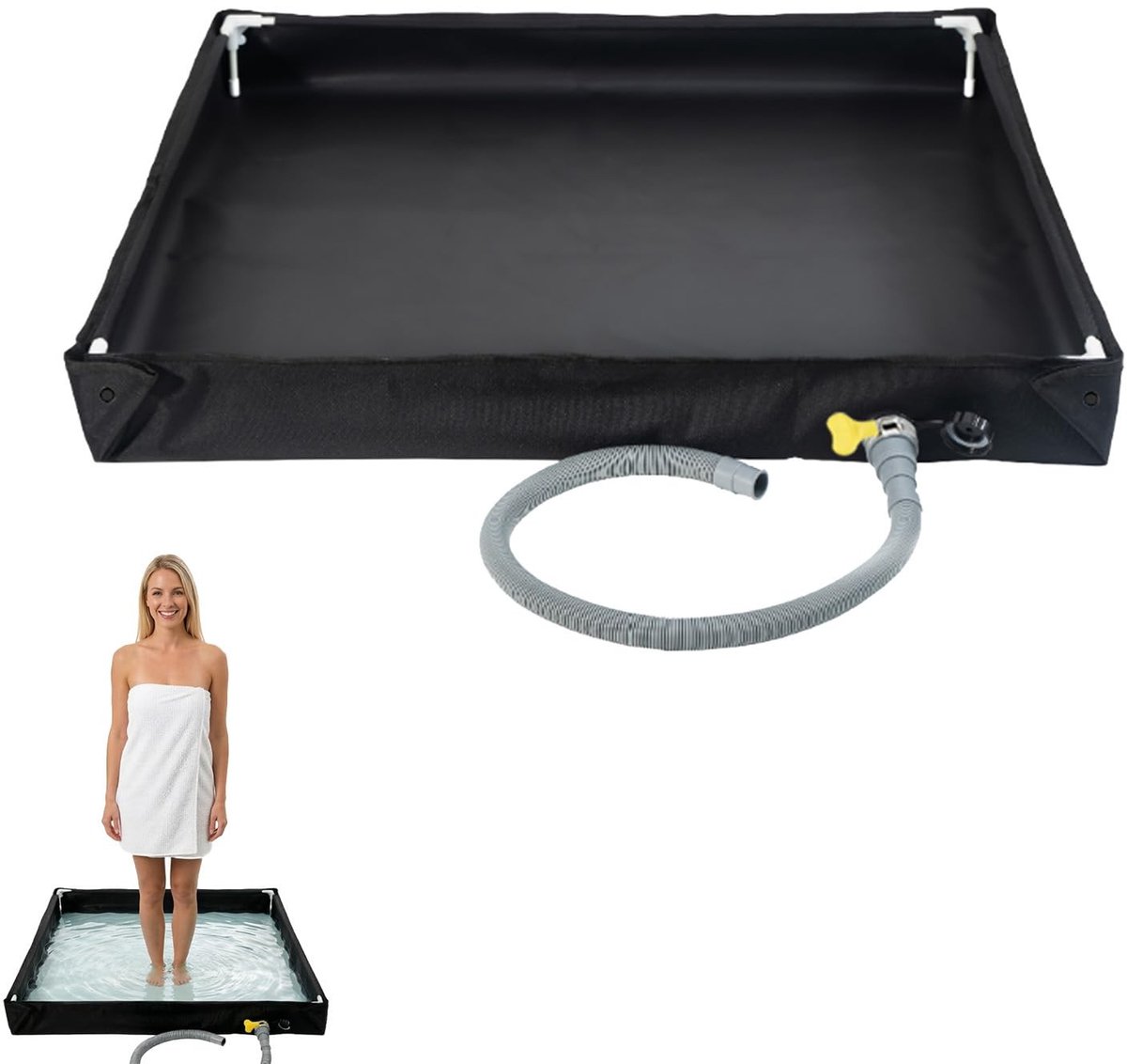 Omgoods - Camping Douche met Vouwbare Douchebak - 80 x 80 cm, Waterdicht en Draagbaar