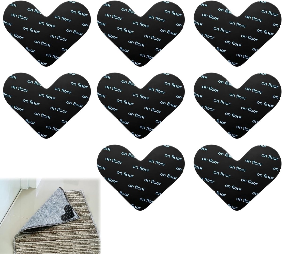 Antislippads voor tapijt, 8 stuks, herbruikbare tapijtstoppers & slipstop onderlegger