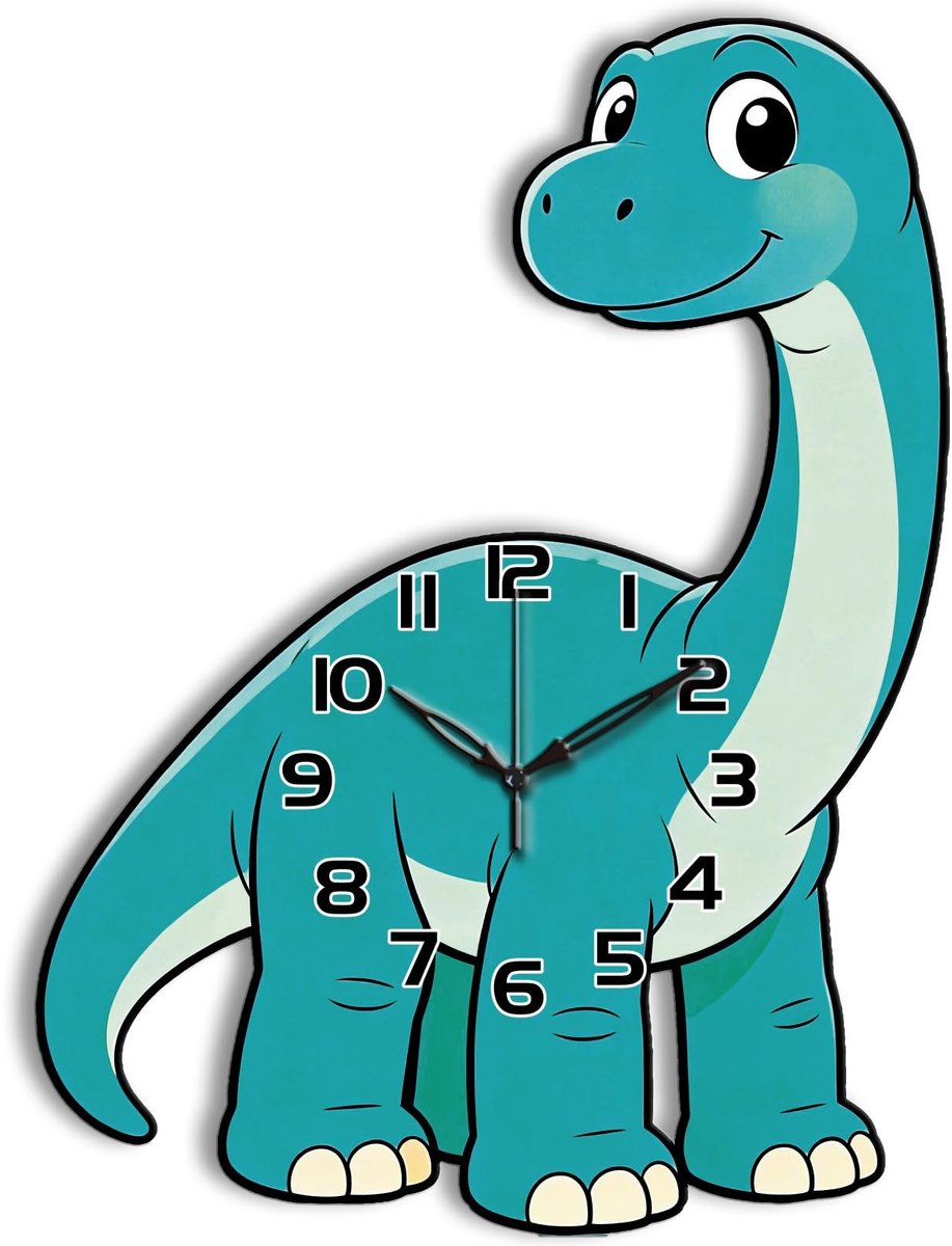 Omgoods - Dinosaurus Wandklok - Decoratieve Niet-Tikkende Klok in Onregelmatige Vorm voor Thuis en Kantoor