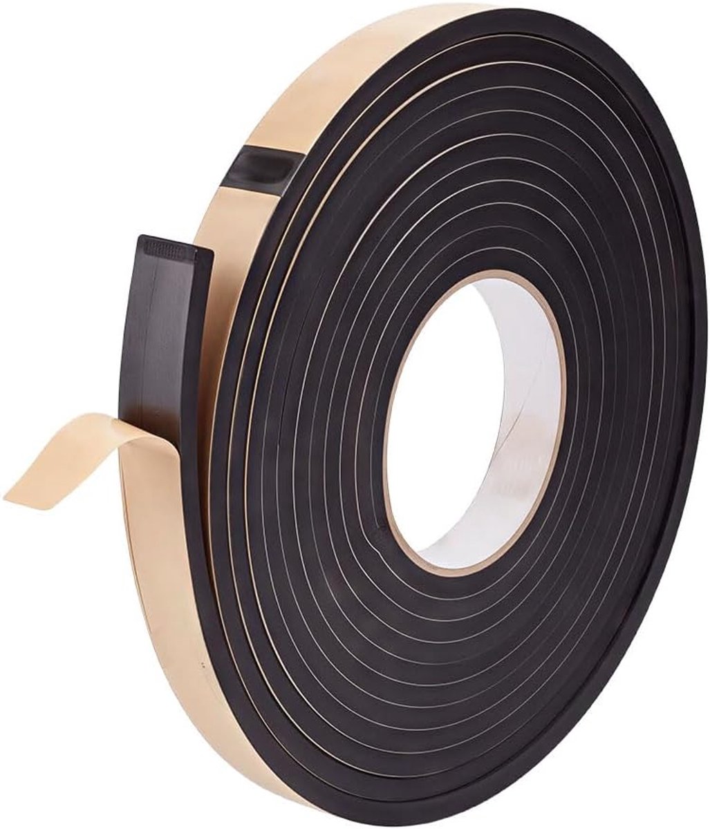 5 m schuimtape weerstrippen voor deur 20 mm breed 6,5 mm dik zwart schuimafdichtingstape, dichtheid schuimisolatiestroken, zelfklevende schuimbanden weerstrip voor schuifdeurstijl frame ramen