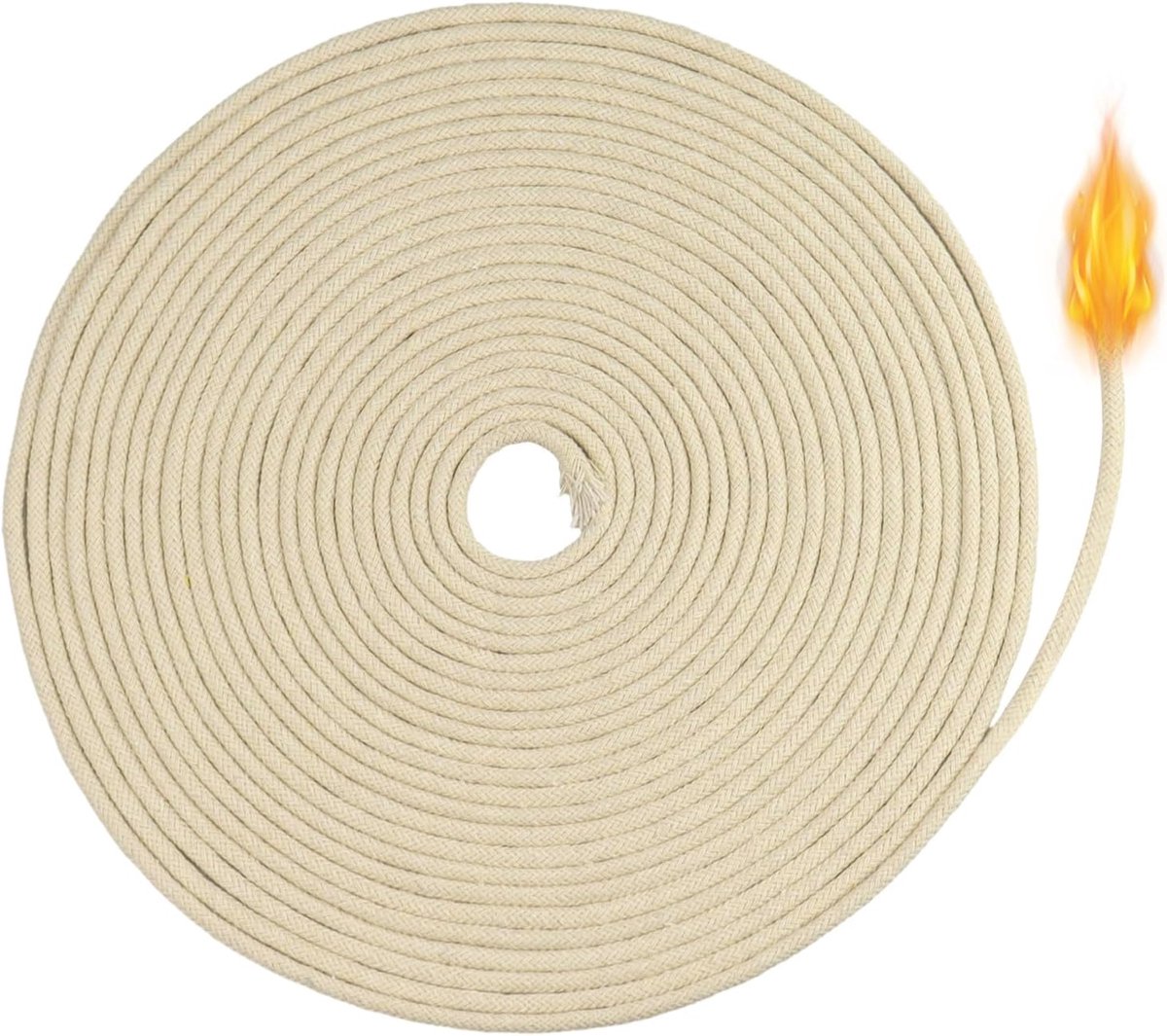 Lont voor Olielampen, 10 m x Diameter 4 mm Katoenen Lont Petroleumlamp voor Olielampen en Kaarsen DIY Handgemaakte Kaarsen Maken