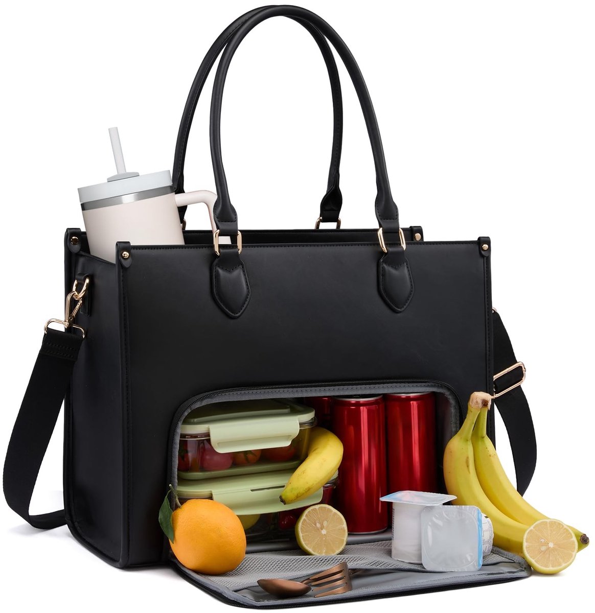 Omgoods - Dames Werk Tas met Geïsoleerde Koeltas - Handtas voor Laptop en Lunch