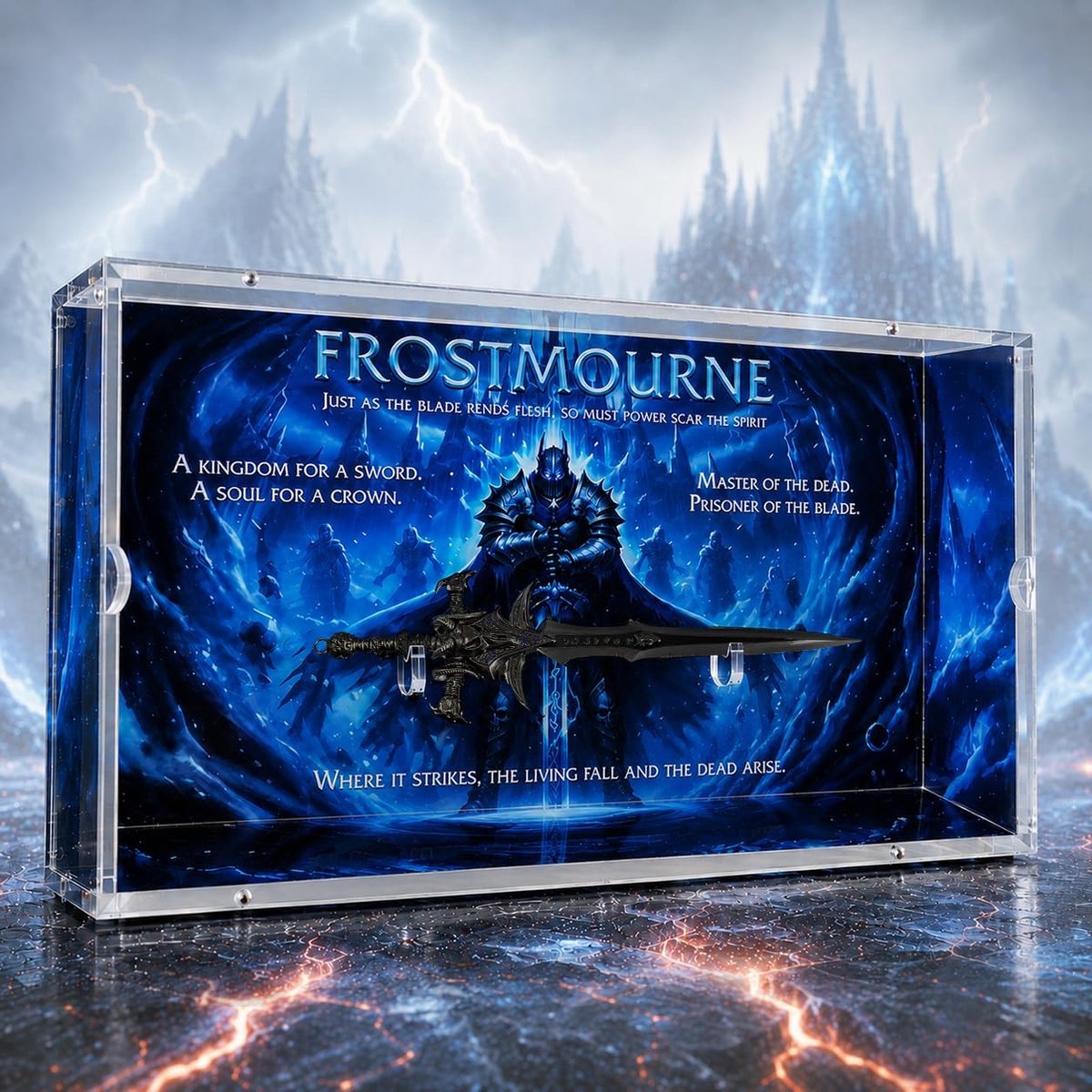 Omgoods - Warcraft Frostmourne Brievenopener in Acryl Vitrine | Lichkoning Arthas Replica