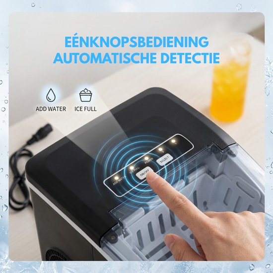Truskore IJsblokjesmachine - IJsblokjesmakers - Snel IJs in Slechts 6-8 Minuten - 1,5L Waterreservoir - 2 IJsblokjesformaten - Met IJsschep - Compact & Stil - Zwart van truskore — afbeelding 2