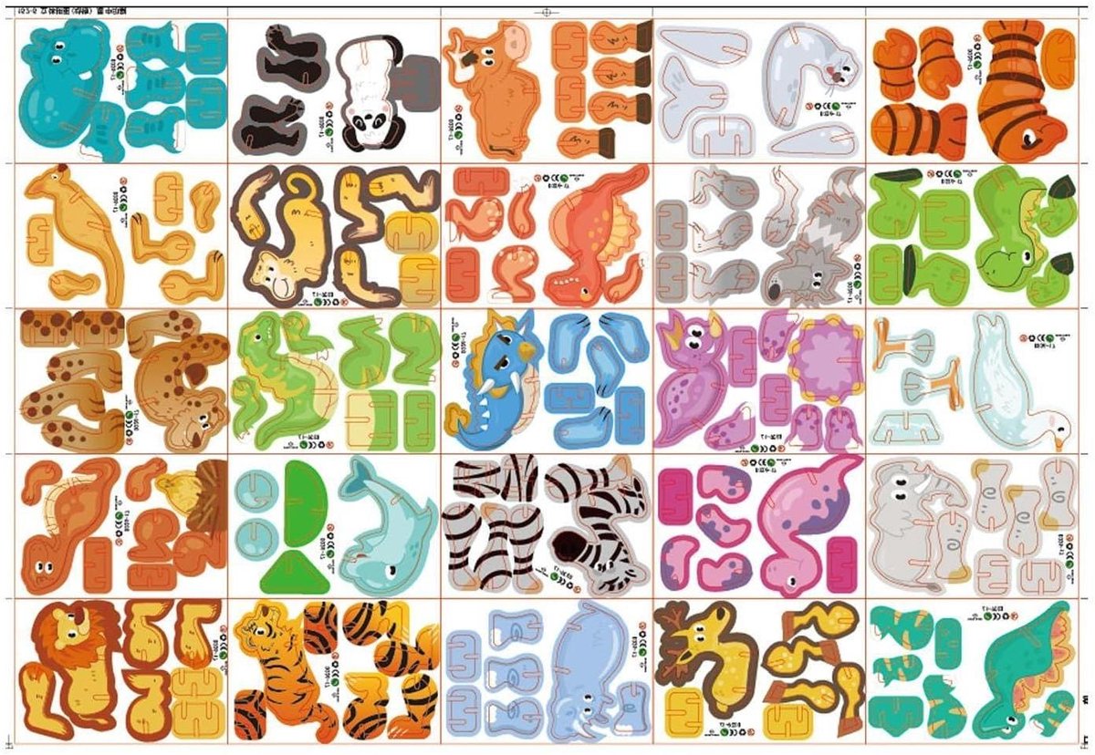 3D Puzzel Dieren - Educatief Spel - Creatief Bouwen - Zonder Lijm - 25 Modellen - Dier