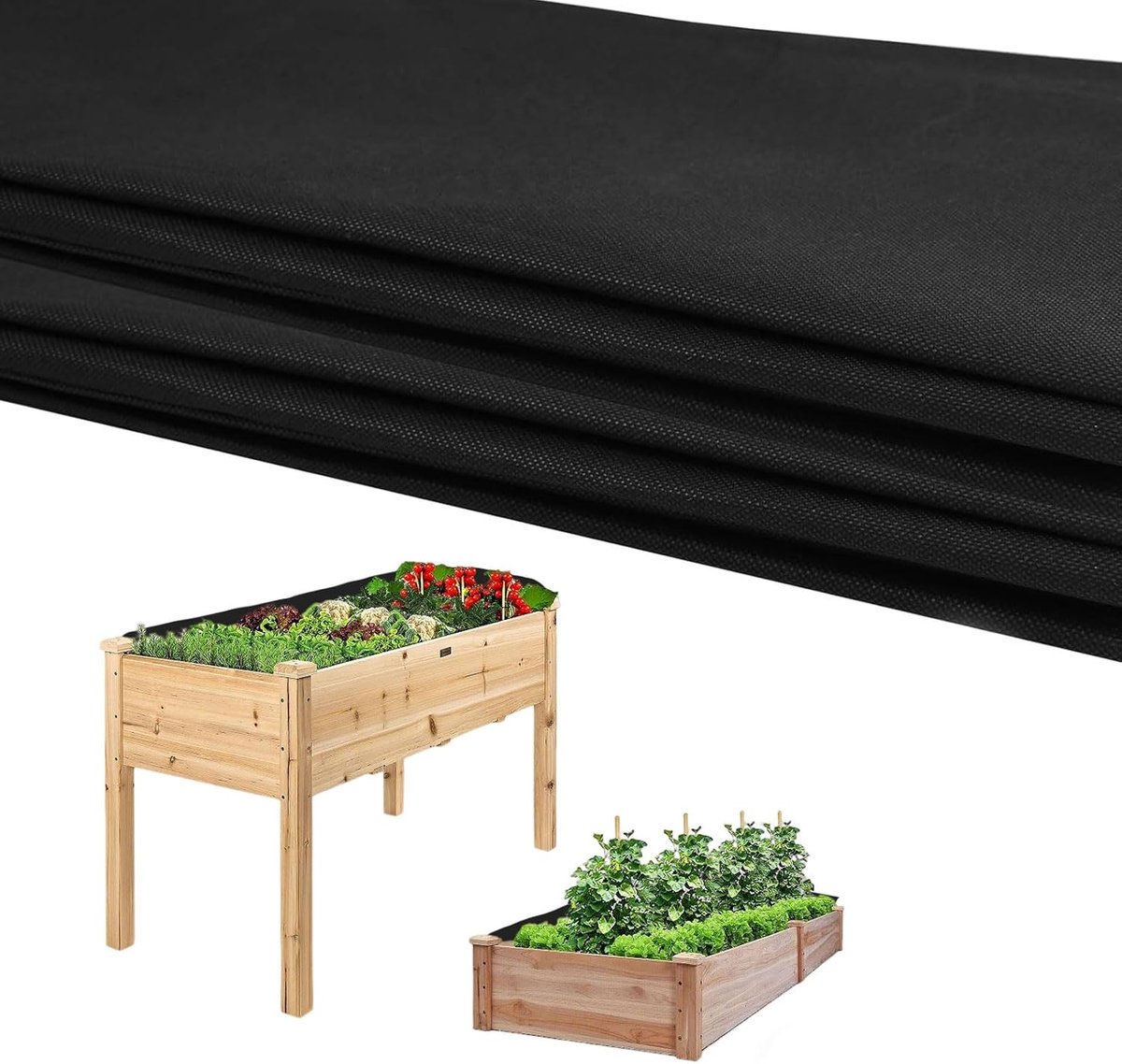 SnelShoppen - 160x290cm Tuin Bed Liner voor Grote Groentebakken, Buiten Verhoogde Plantenbak, Kruiden Planten Liner, Zwarte Niet-geweven Stof, Duurzaa