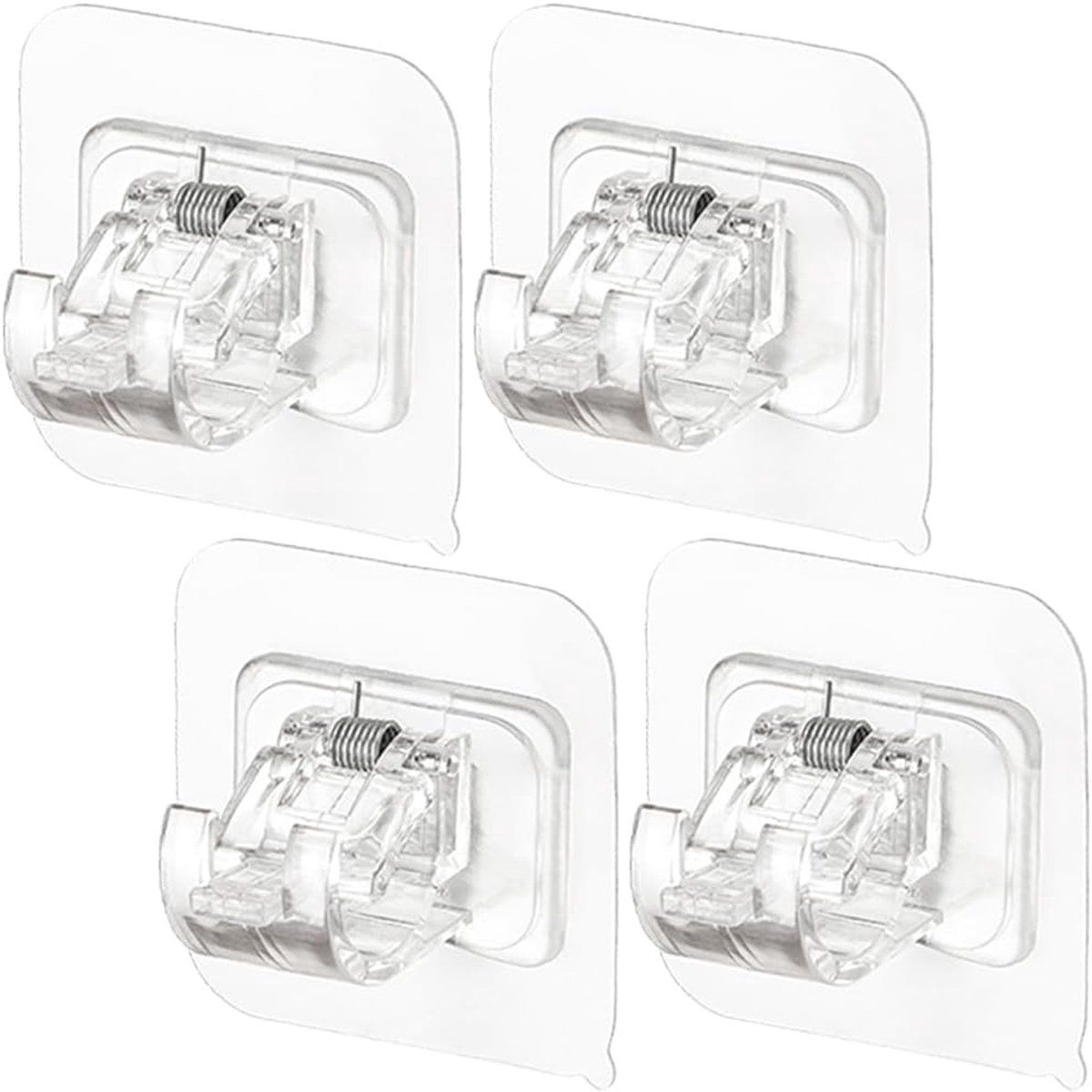 SnelShoppen - Set van 4 zelfklevende haakjes voor gordijnstangen zonder boren - Transparant en duurzaam, voor stangen tot 2.2 cm diameter, ideaal voor