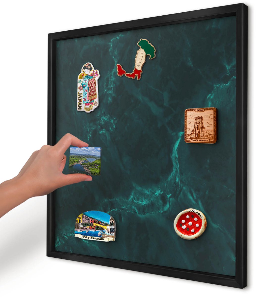 Artprintcave Groente Magneetbord mit Zwart Frame - 50x50 cm - Groene Diepte Magnetisch Bord Voor Magneten - Abstract Magneetbord Voor Foto's - Texturen