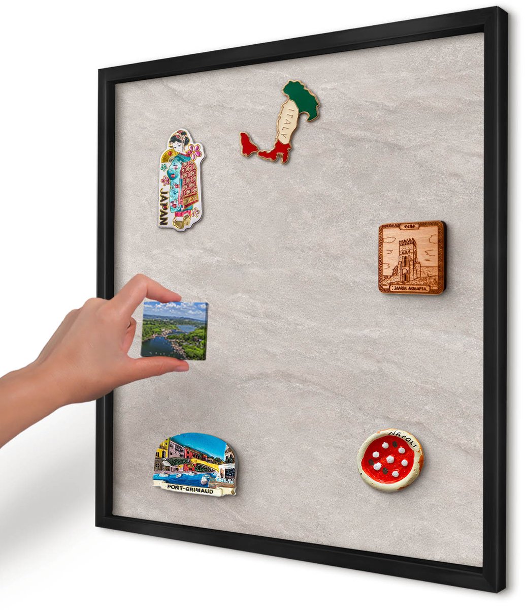 Artprintcave Beige Magneetbord mit Zwart Frame - 50x50 cm - Verfijnde Elegantie Wandbord Magnetisch - Minimalist Bord Voor Magneten - Texturen