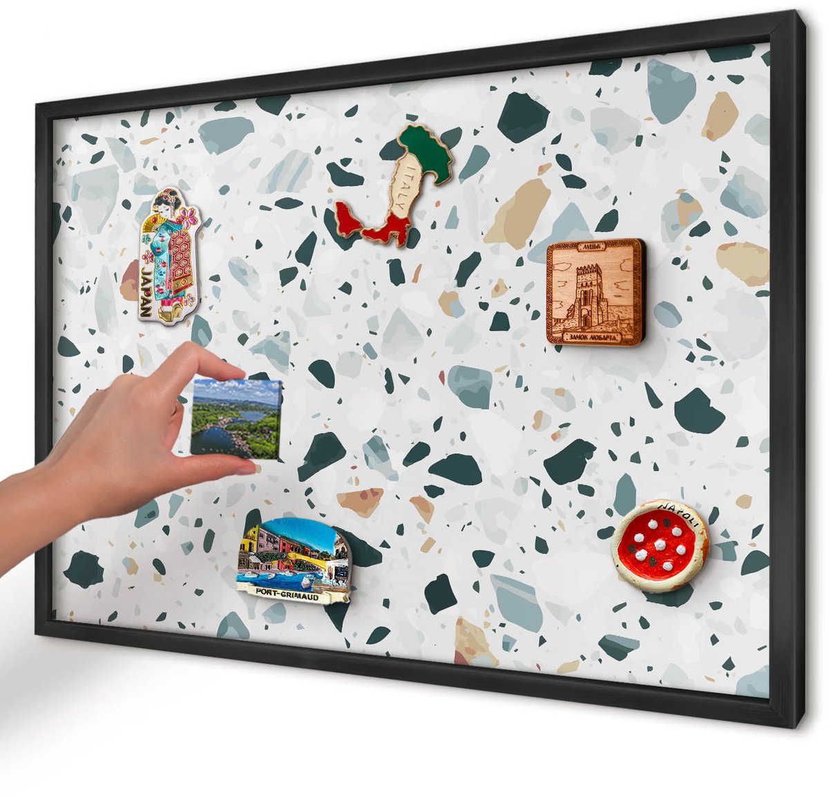 Artprintcave Grijs Magneetbord mit Zwart Frame - 60x40 cm - Dynamische Patronen Magnetisch Bord Voor Magneten - Modern Magnetisch Bord - Texturen