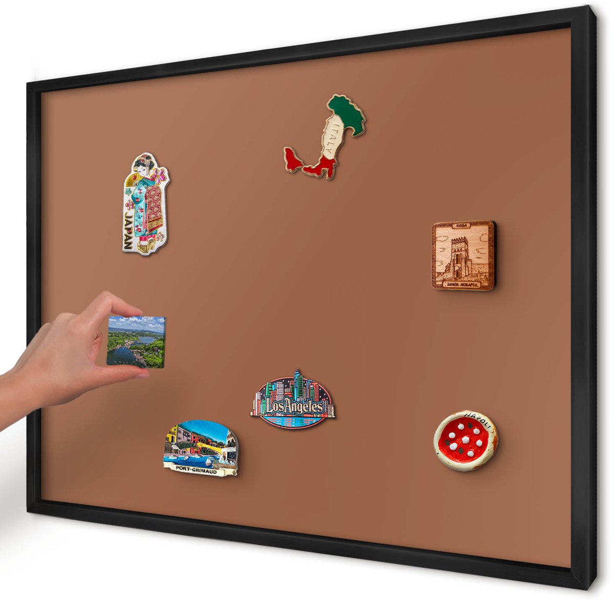 Artprintcave Bruin Magneetbord mit Zwart Frame - 70x50 cm - Donkeroranje Magneet Bord mit Frame - Minimalist Magnetisch Bord - Achtergronden En Patronen