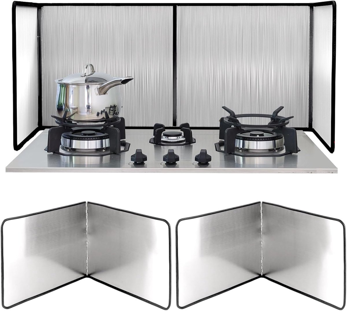 2 stuks keukenspatbescherming - 40x30x30cm vouwbare spatbescherming voor fornuis - Keukenspatbescherming - Wandspatbescherming met antiaanbaklaag - Keukenspatbord voor fornuis voor koken