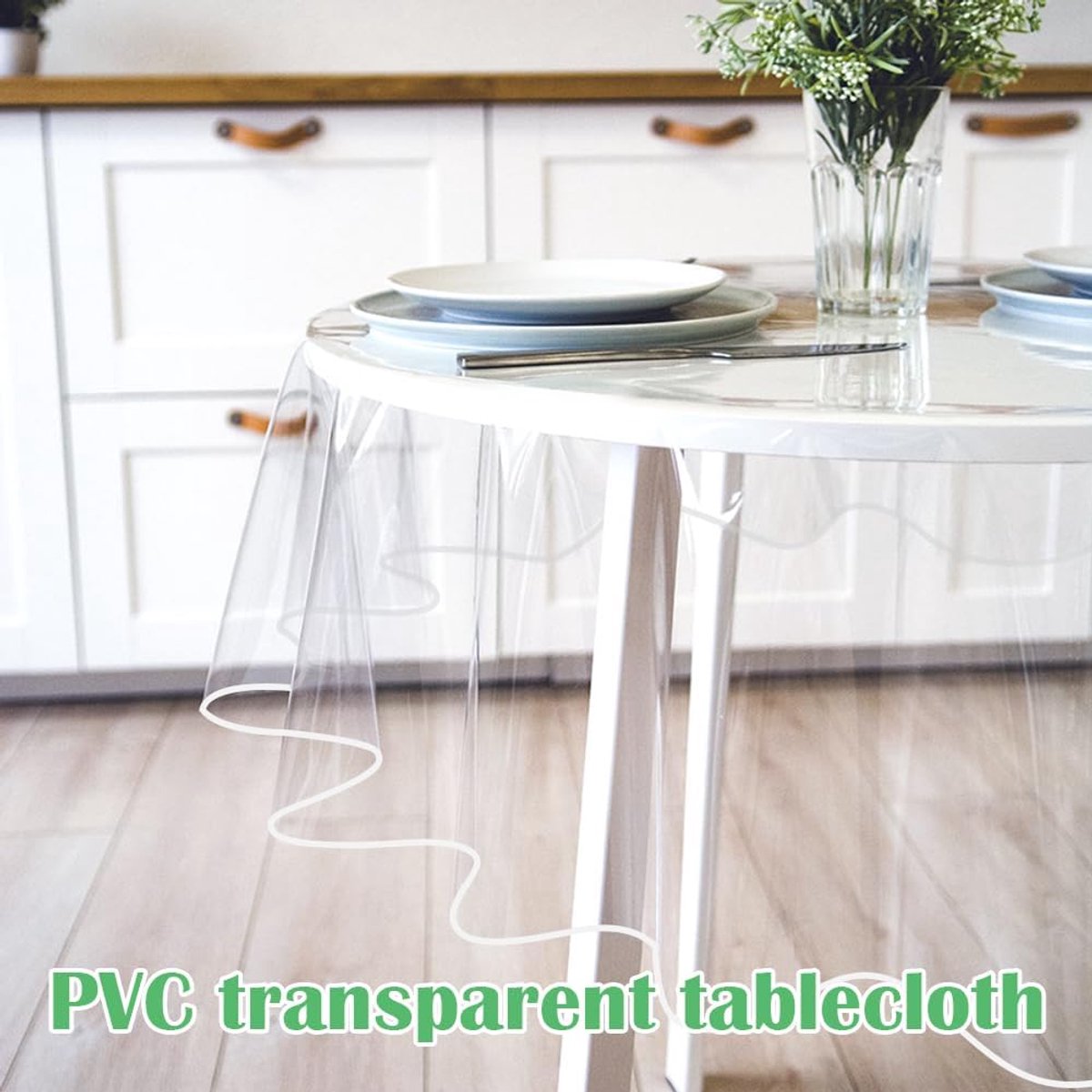 Tafelkleed Transparant Rond, Doorzichtige Tafelkleed, Tafelfolie Doorzichtig, PVC Folie Vetdicht Tafelbeschermingsfolie Tafelbescherming, Rond Doorzichtig Diameter 150 cm