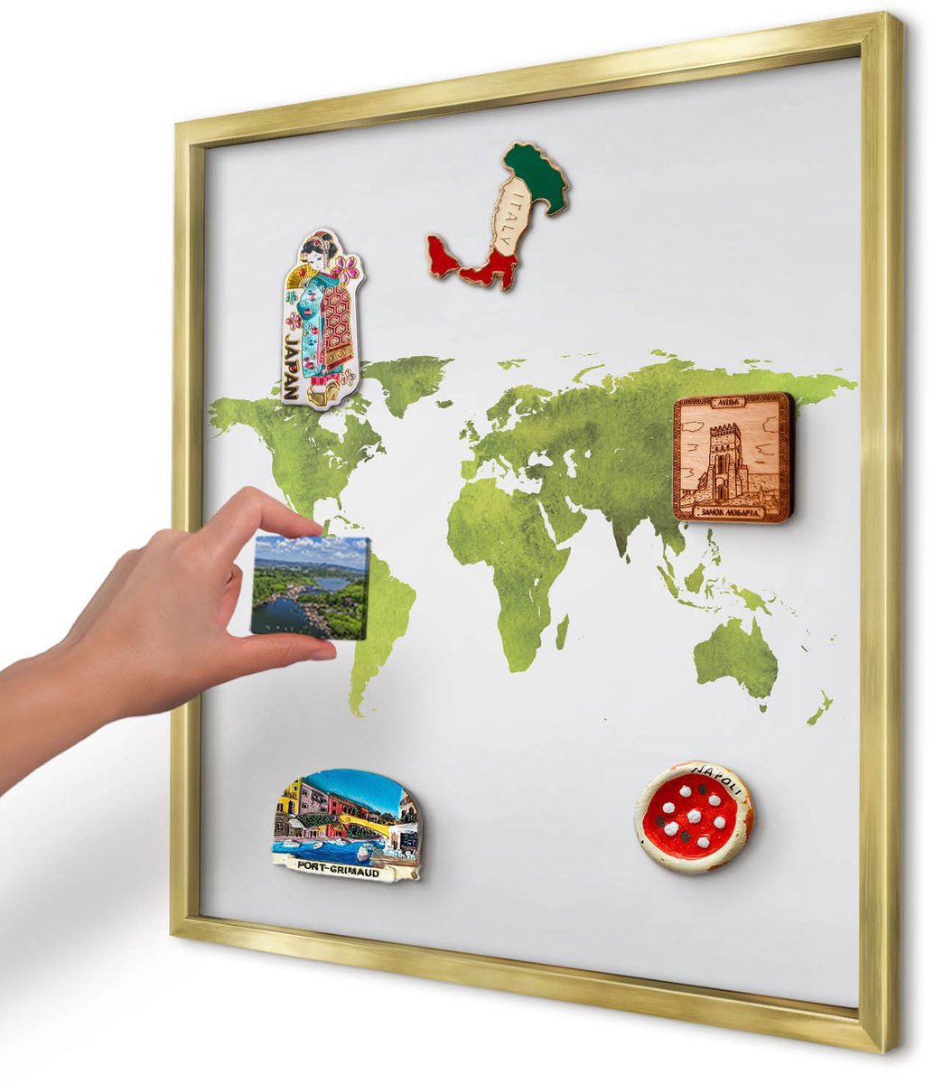 Artprintcave Groente Magneetbord mit Gouden Frame - 50x50 cm - Groene Kaart Bord Voor Magneten - Waterverf Wandbord Magnetisch - Kaarten
