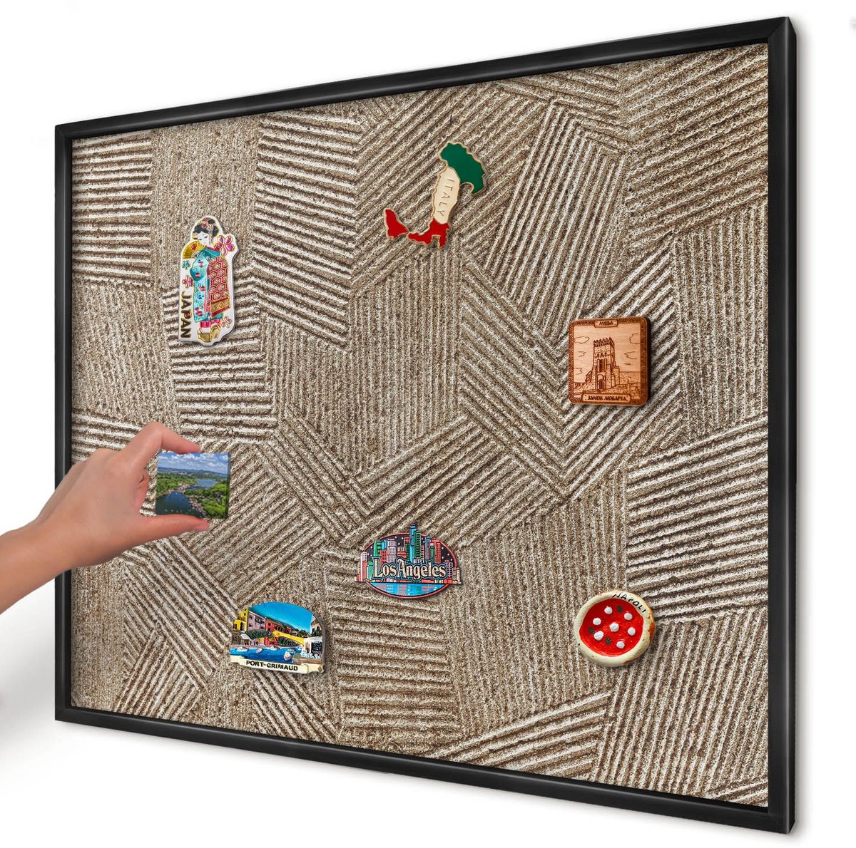 Artprintcave Beige Magneetbord mit Zwart Frame - 80x60 cm - Geometrisch Patroon Magneetbord Voor Keuken - Geometrische Magneet Bord mit Frame - Achtergronden En Patronen