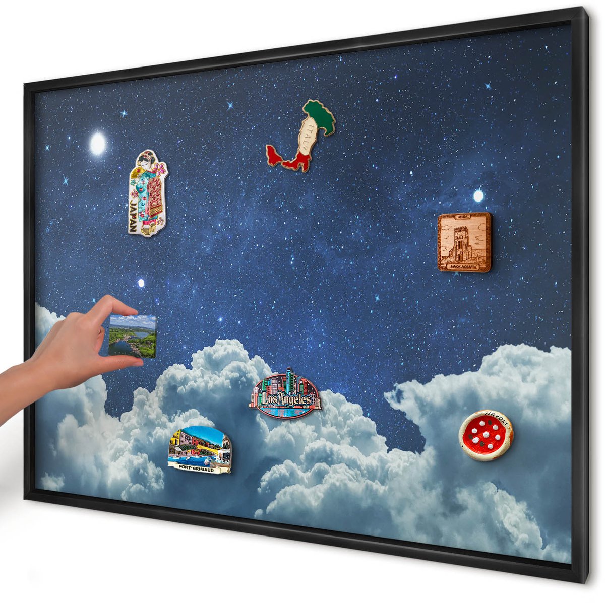 Artprintcave Marine Magneetbord mit Zwart Frame - 100x70 cm - Kosmische Nacht Magneetbord Voor Keuken - Surrealistisch Magneet Bord mit Frame - Kosmos