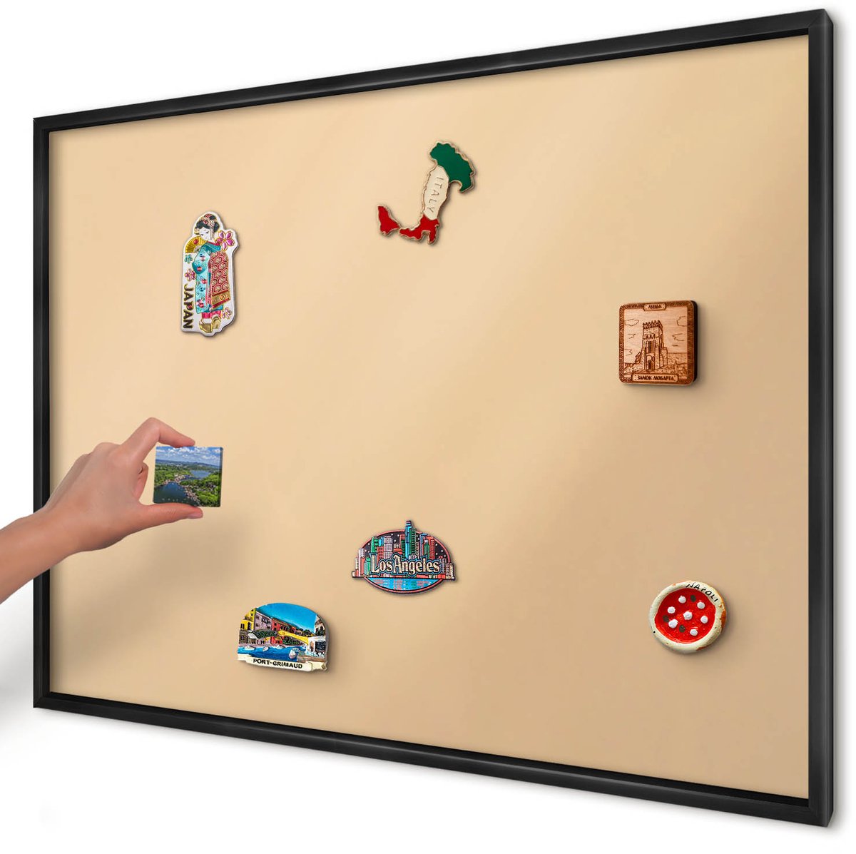 Artprintcave Romig Magneetbord mit Zwart Frame - 100x70 cm - Romige Harmonie Magneetbord Voor Keuken - Minimalist Magneet Bord mit Frame - Achtergronden En Patronen