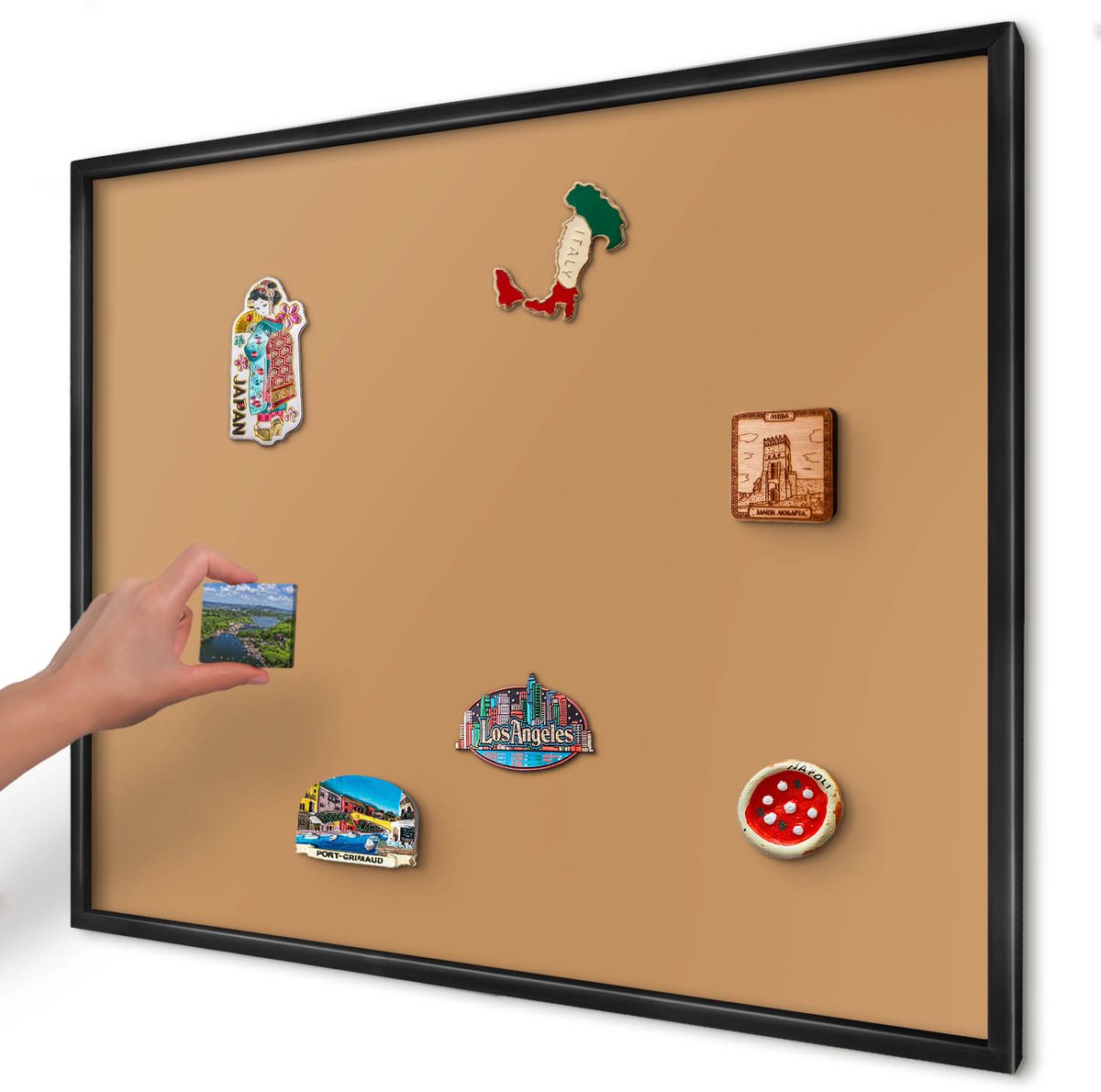 Artprintcave Oranje Magneetbord mit Zwart Frame - 80x60 cm - Doffe Oranje Magneet Bord mit Frame - Minimalist Notitiebord - Achtergronden En Patronen