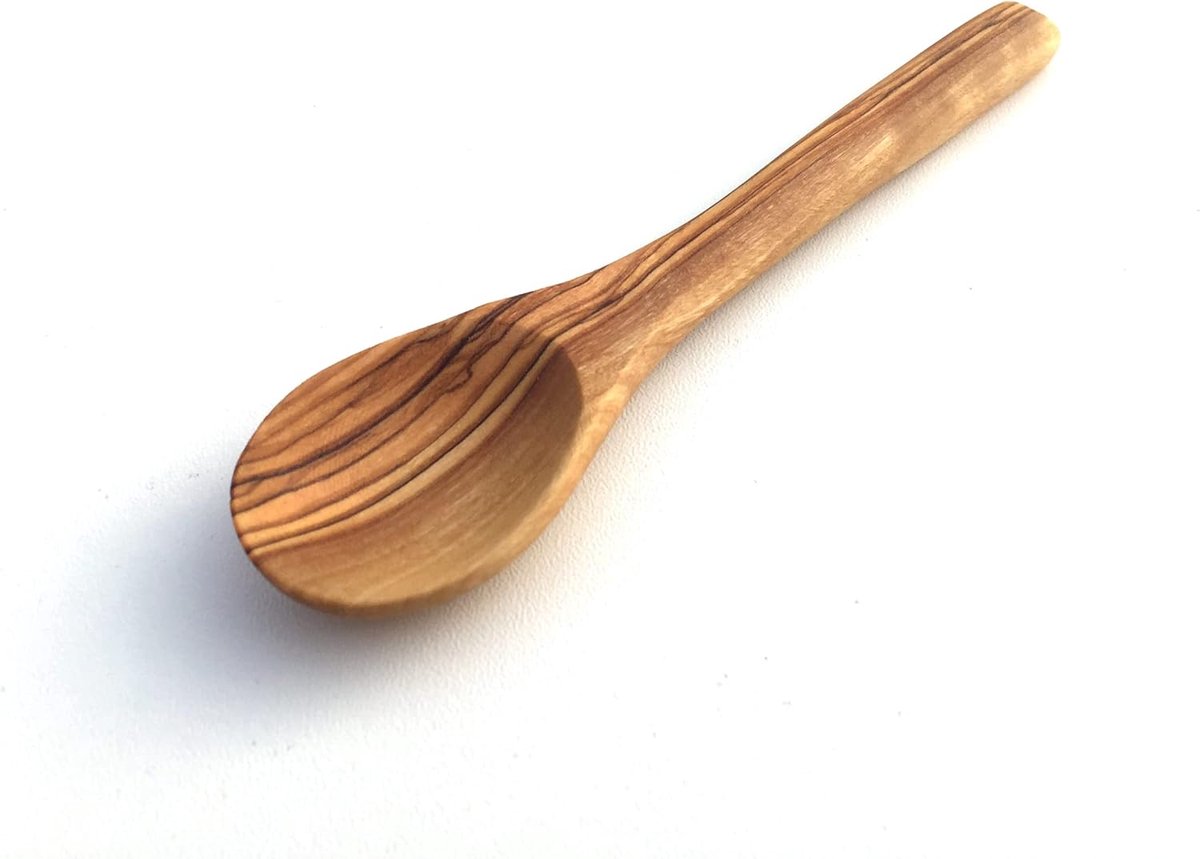 SnelShoppen - Handgemaakte Olijfhouten Lepel 13 cm - Koffielepel, Theelepel, Suiklepel, Tafel lepel - Hoogwaardige Keukenaccessoires voor Feesten, Kok