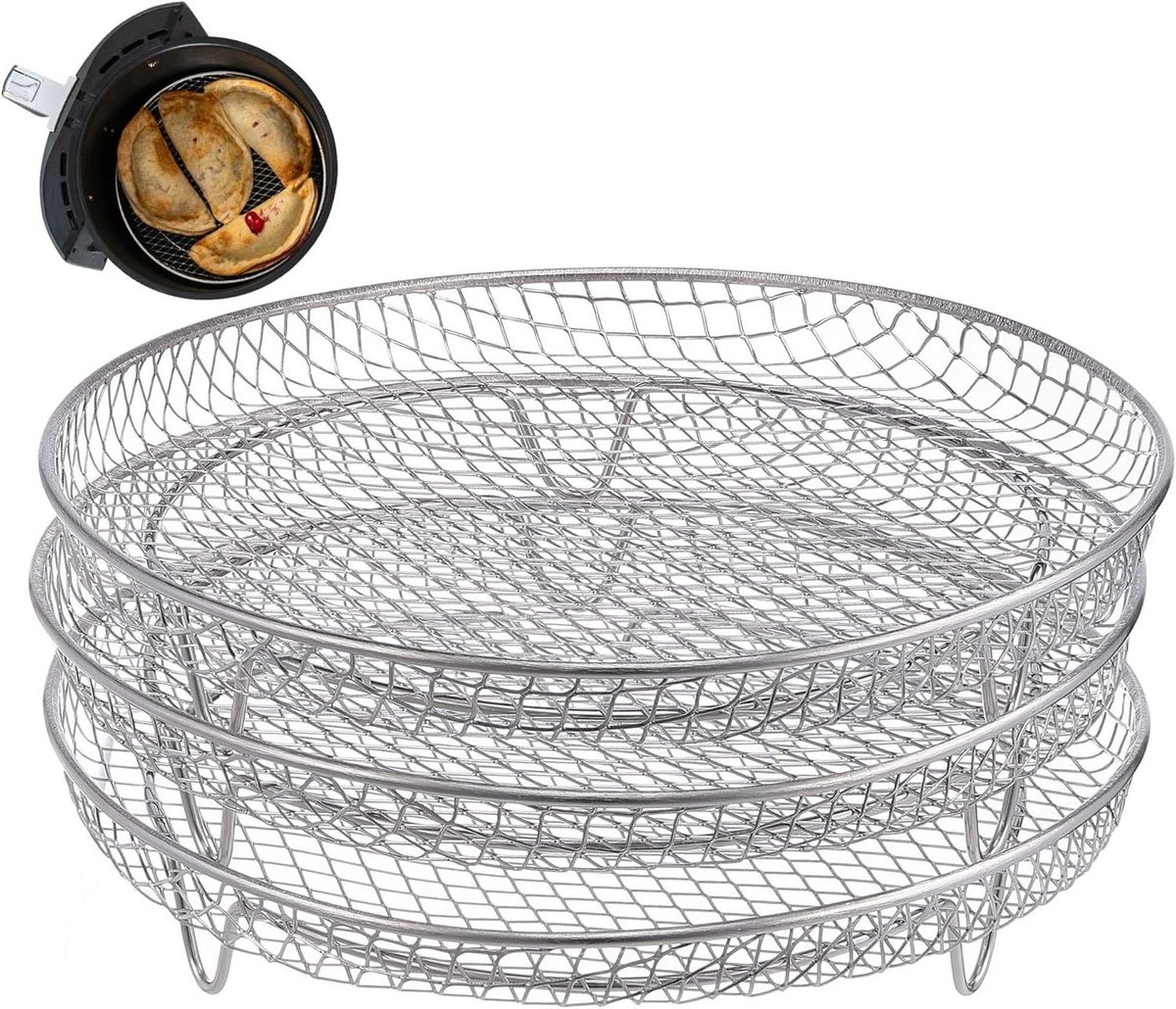 Airfryer Accessoires - Heteluchtfriteuse Onderdelen - Koken en Bakken - Roestvrij Staal - 19.5 x 19.5 cm - Zilver