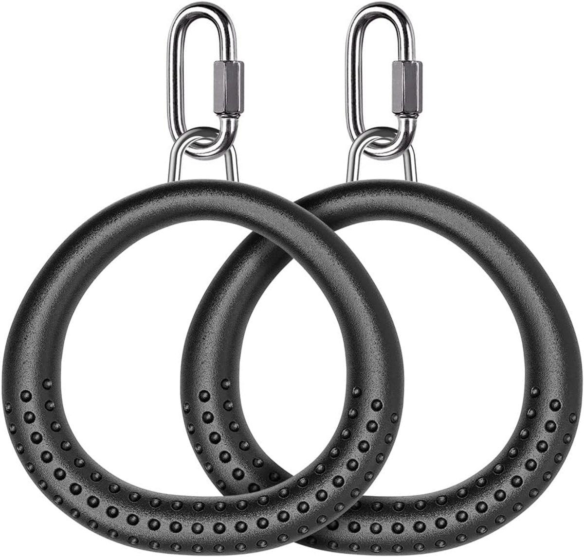 2 stuks ronde trapeze swingsbarringen met karabijnhaken, swingset accessoires outdoor voor Ninja Swing Set accessoires aapring, fruitring swing speelgoed set voor kinderen zwart