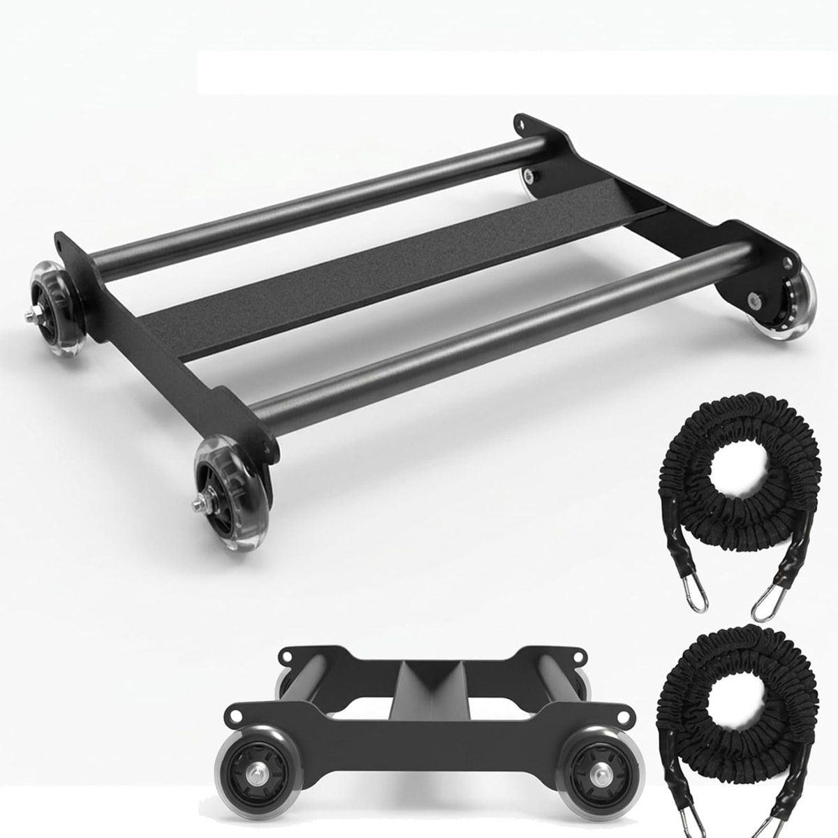 SnelShoppen - Buikroller met 2 Weerstandsbanden en Stille Wielen voor Full-Body Training, V-Stang voor Kniepezen, Fitnessapparaat voor Thuis en Sports